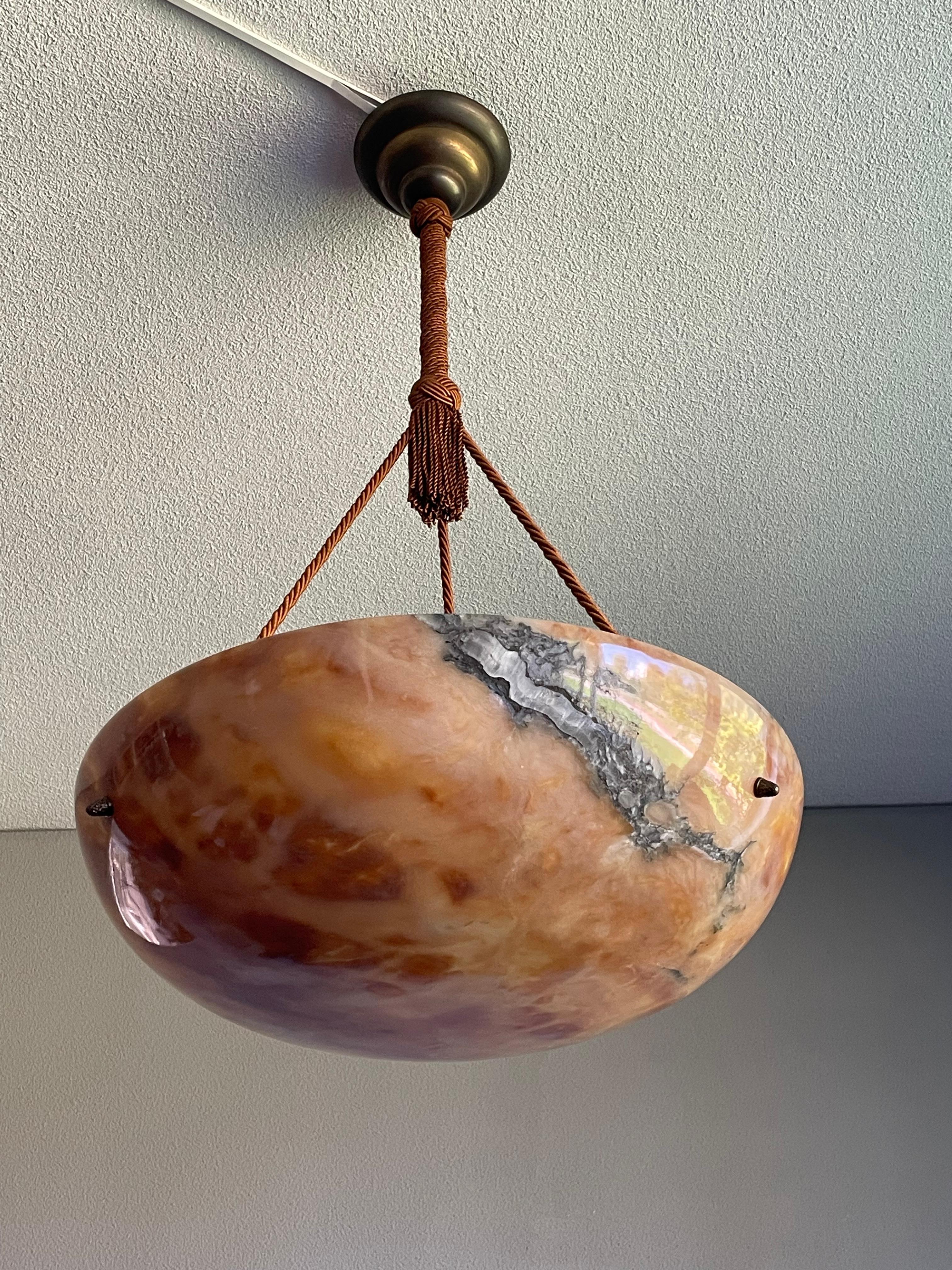 Antique, Large and Stunning Alabaster Chandelier / Pendant Light, Mint Condition For Sale 9