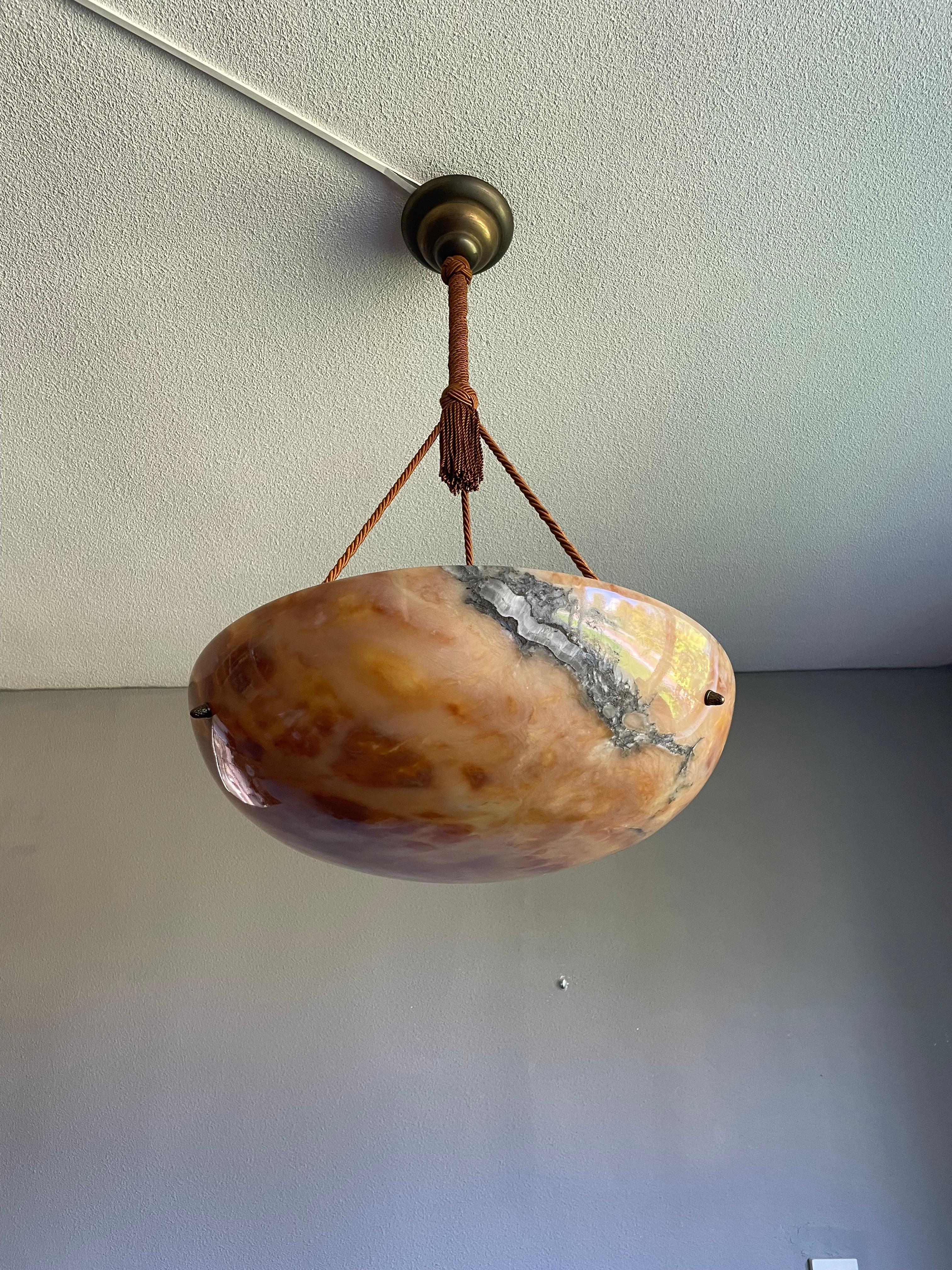 French Antique, Large and Stunning Alabaster Chandelier / Pendant Light, Mint Condition For Sale