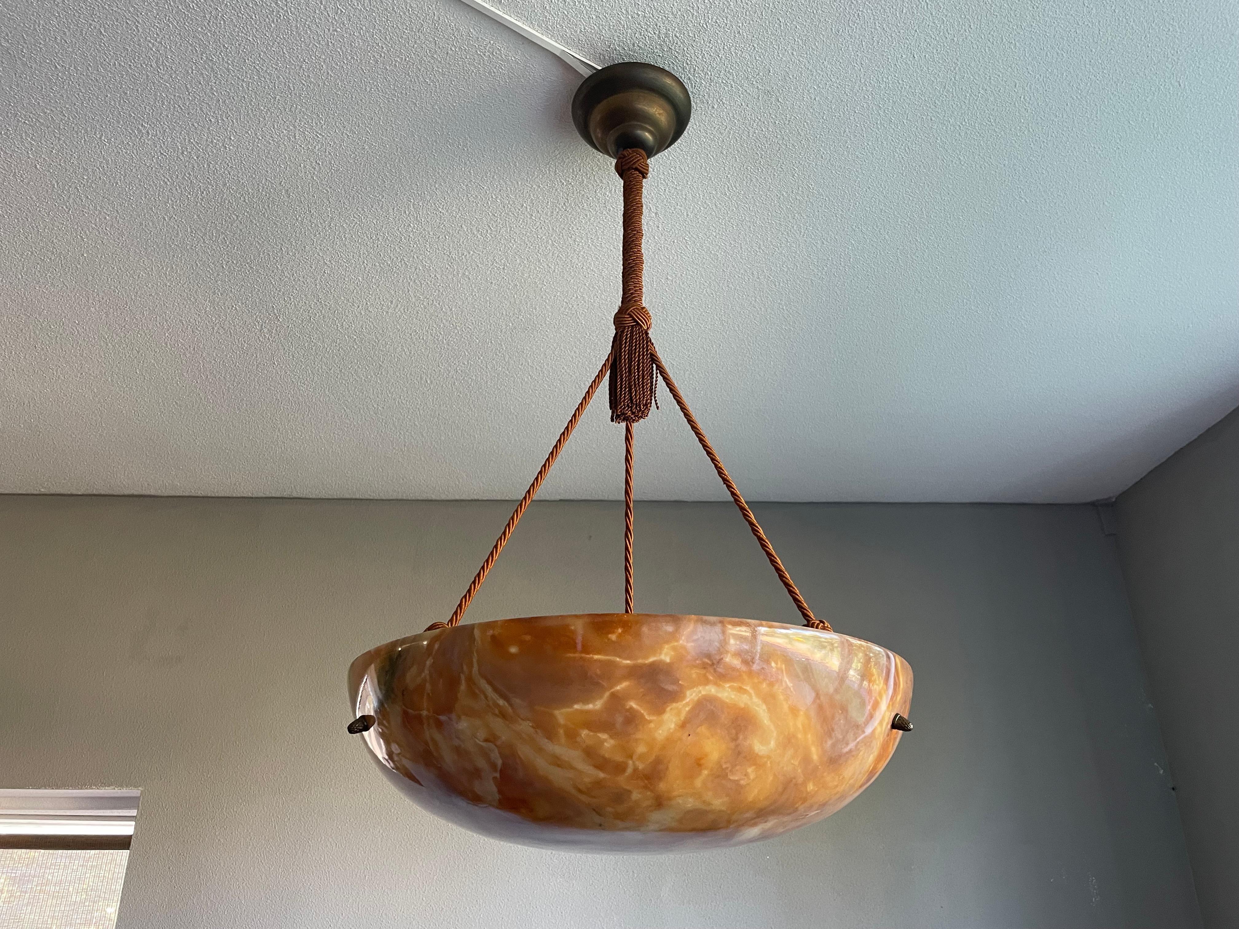 Antique, Large and Stunning Alabaster Chandelier / Pendant Light, Mint Condition For Sale 1