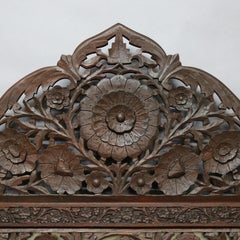 Antique Large Anglo-Indian Reticulated & Carved Teakwood Wall Mirror, circa 1930