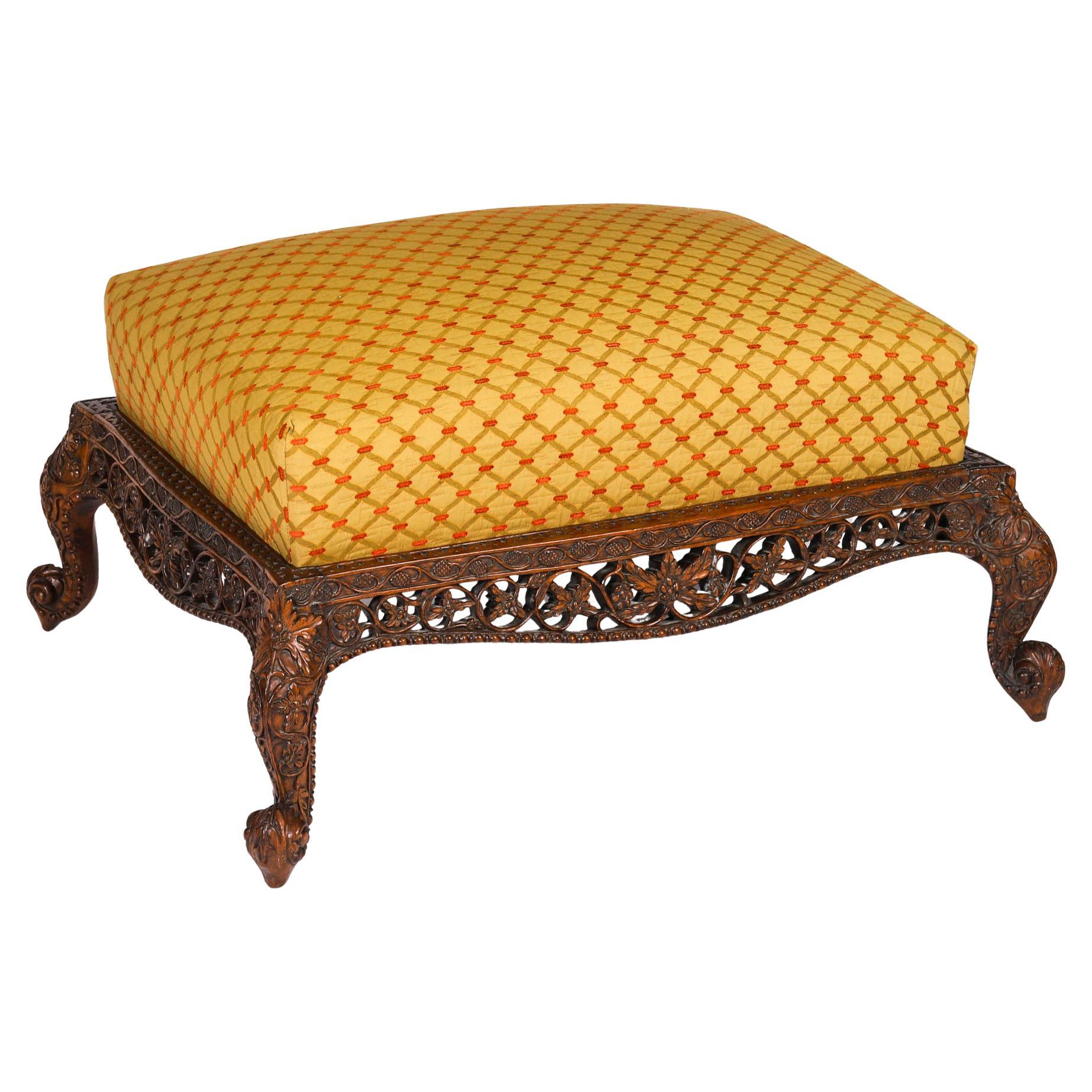 Antique Large Anglo-Indian Stool Ottoman Coffee Table 19th Century