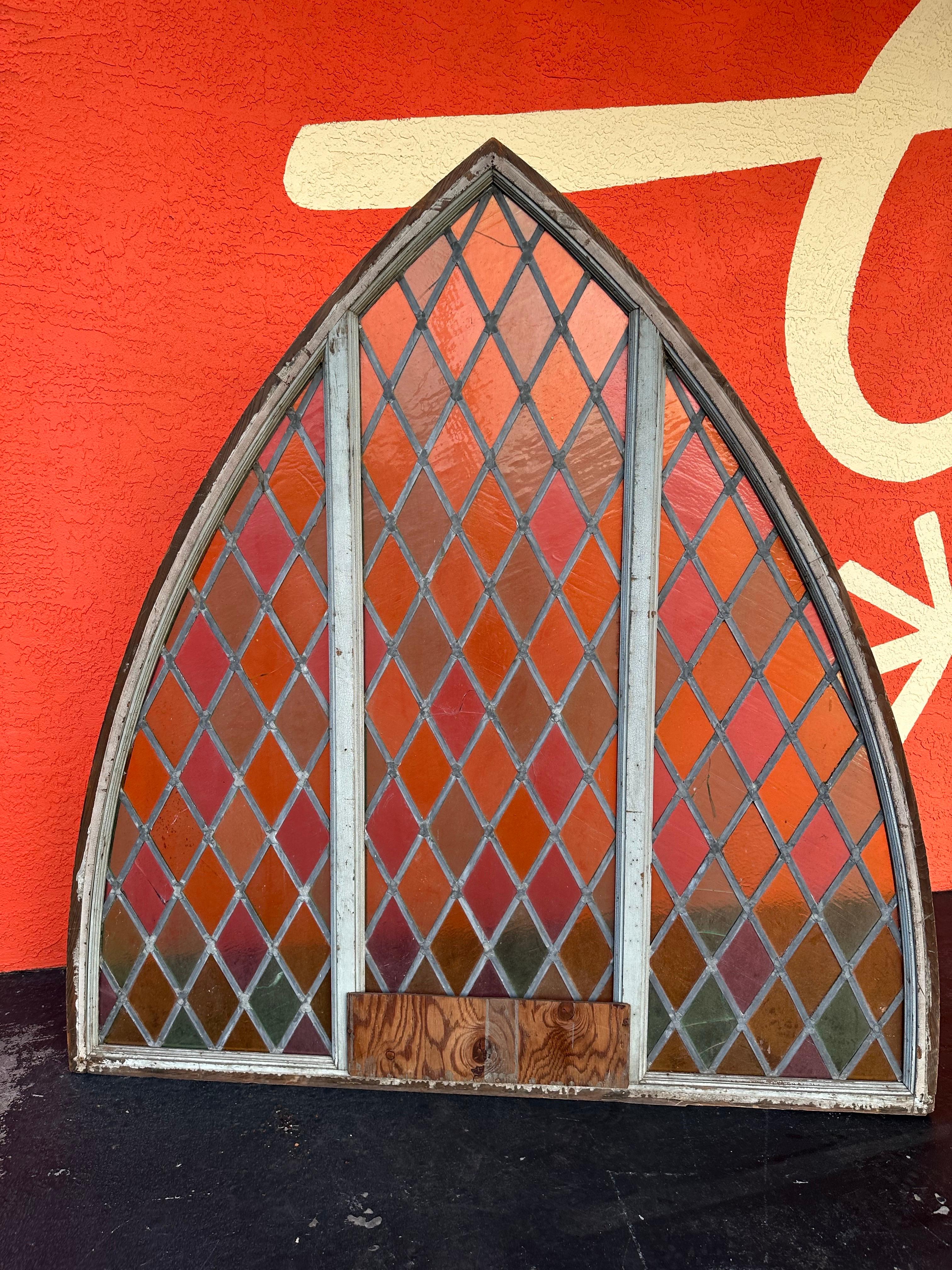 Antique Large Arched Stained Glass Window 3