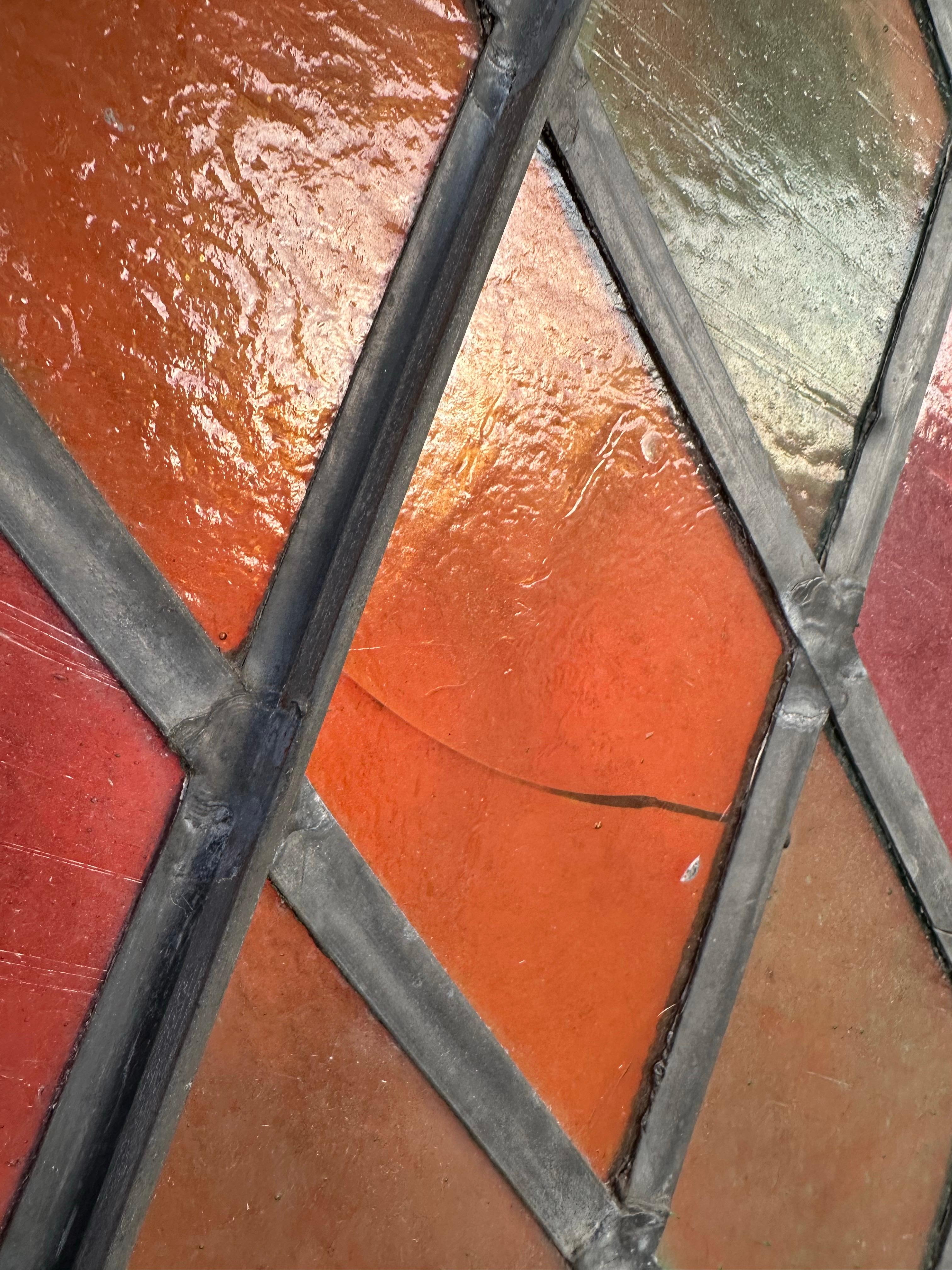 Antique Large Arched Stained Glass Window In Fair Condition In Lutz, FL