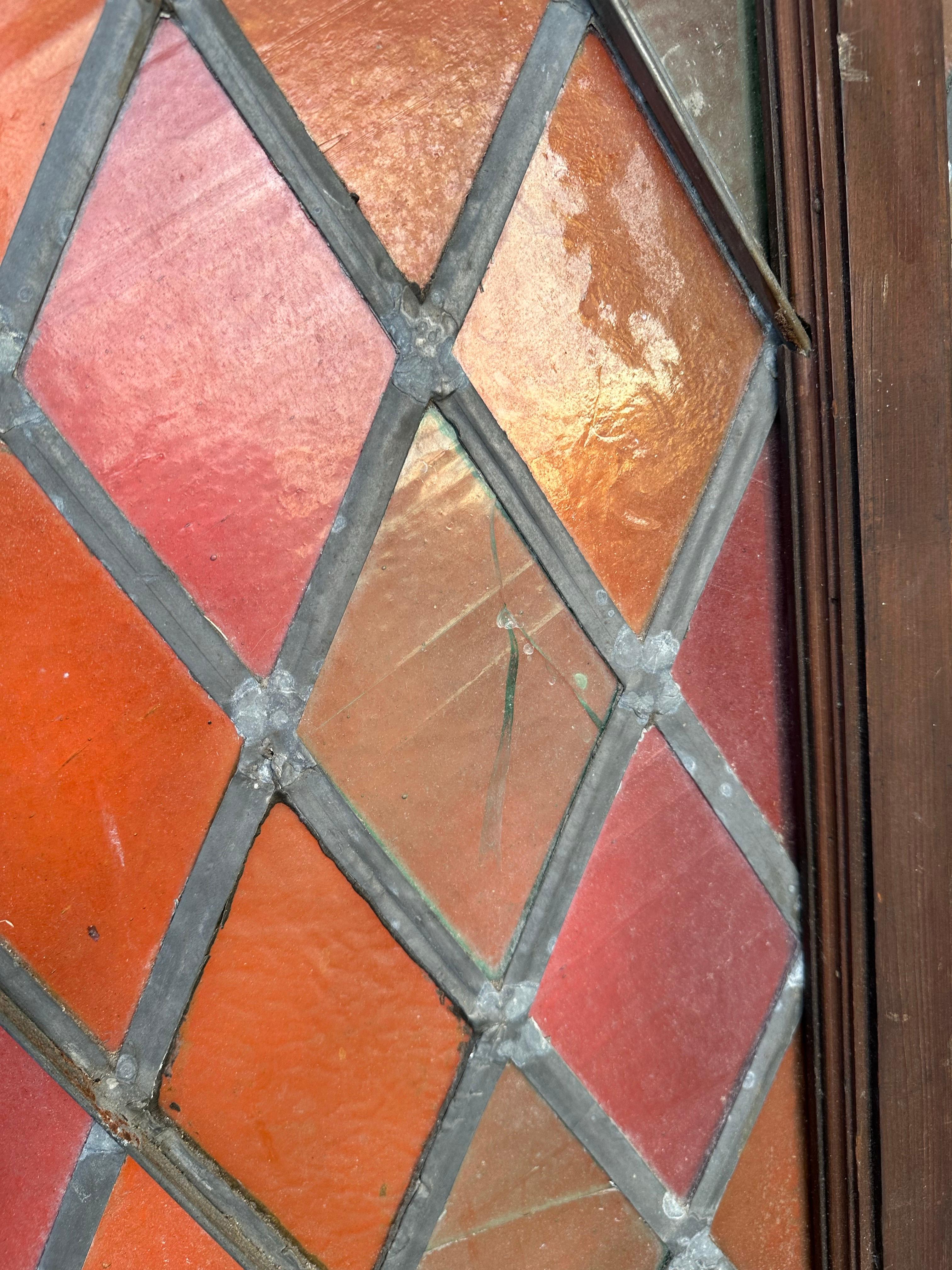 20th Century Antique Large Arched Stained Glass Window