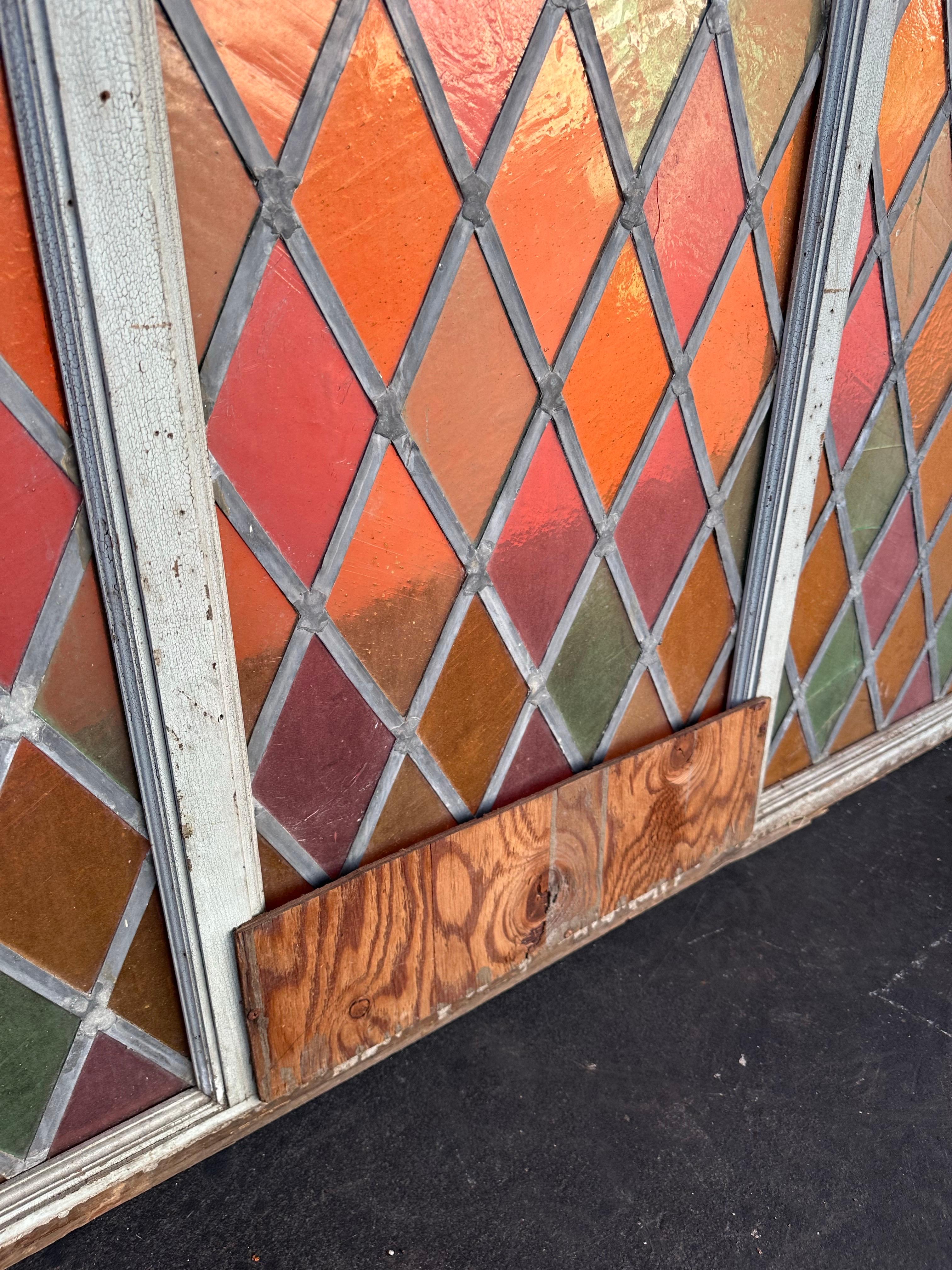 Antique Large Arched Stained Glass Window 2