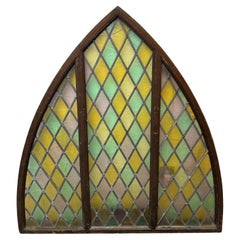 Antique Large Arched Stained Glass Window