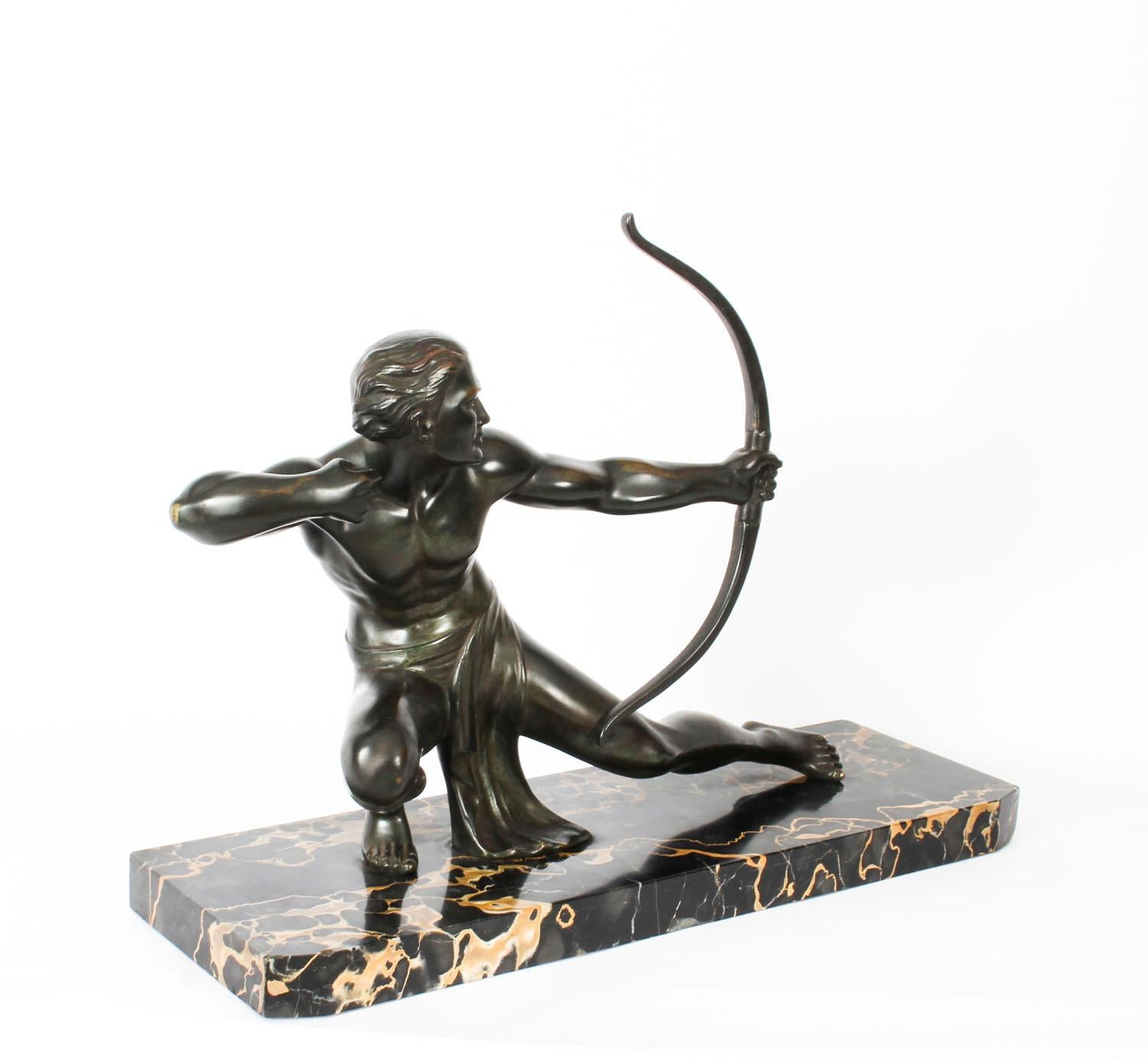 Antique Art Deco Bronze Figure of an Archer by Salvatore Melani, 1920s 4