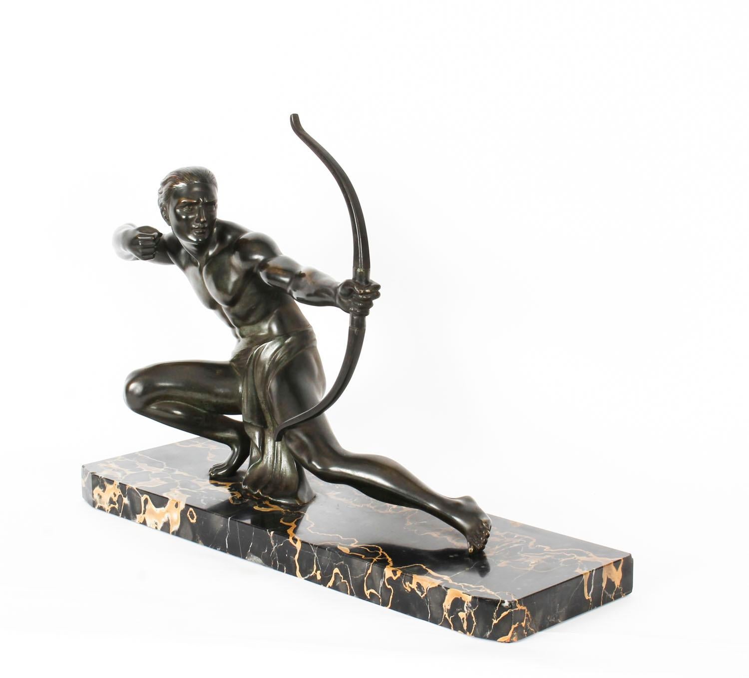 Antique Art Deco Bronze Figure of an Archer by Salvatore Melani, 1920s 6