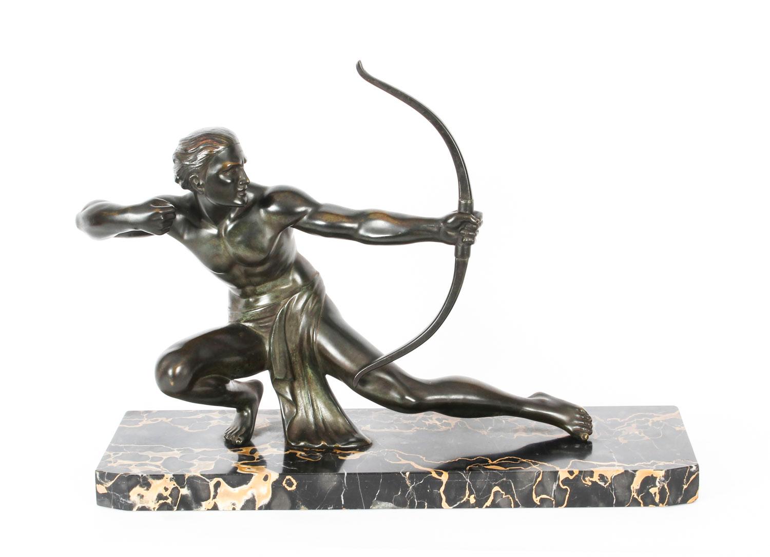 Antique Art Deco Bronze Figure of an Archer by Salvatore Melani, 1920s 9