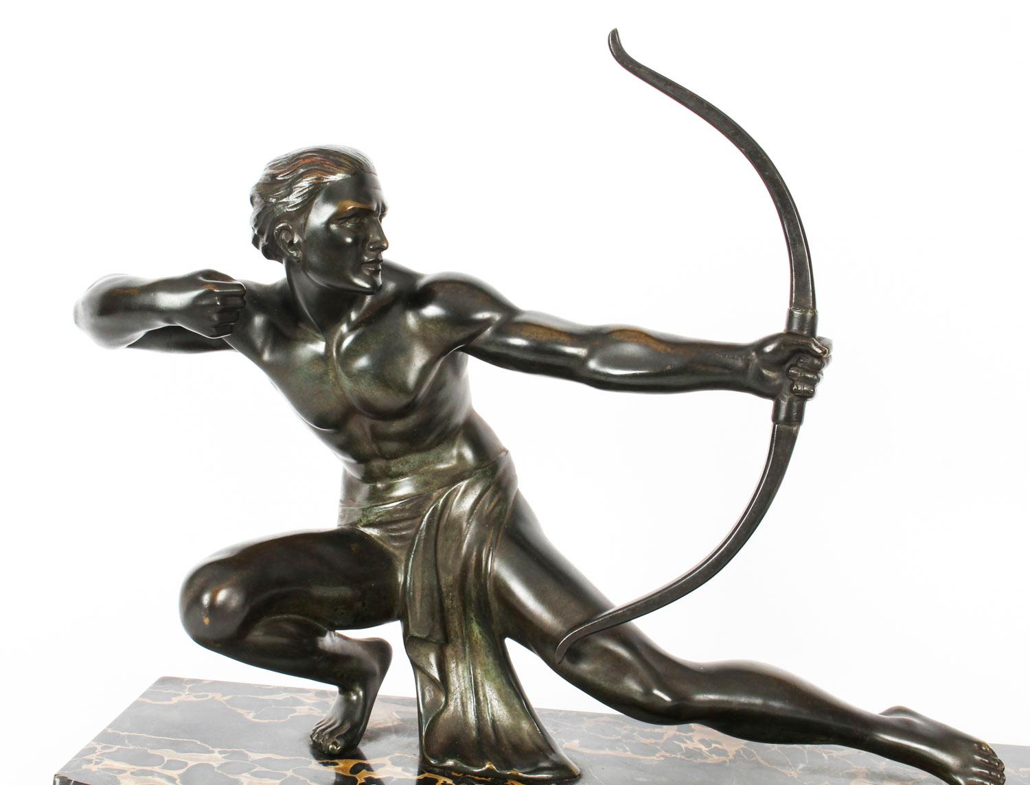 Antique Art Deco Bronze Figure of an Archer by Salvatore Melani, 1920s In Good Condition In London, GB