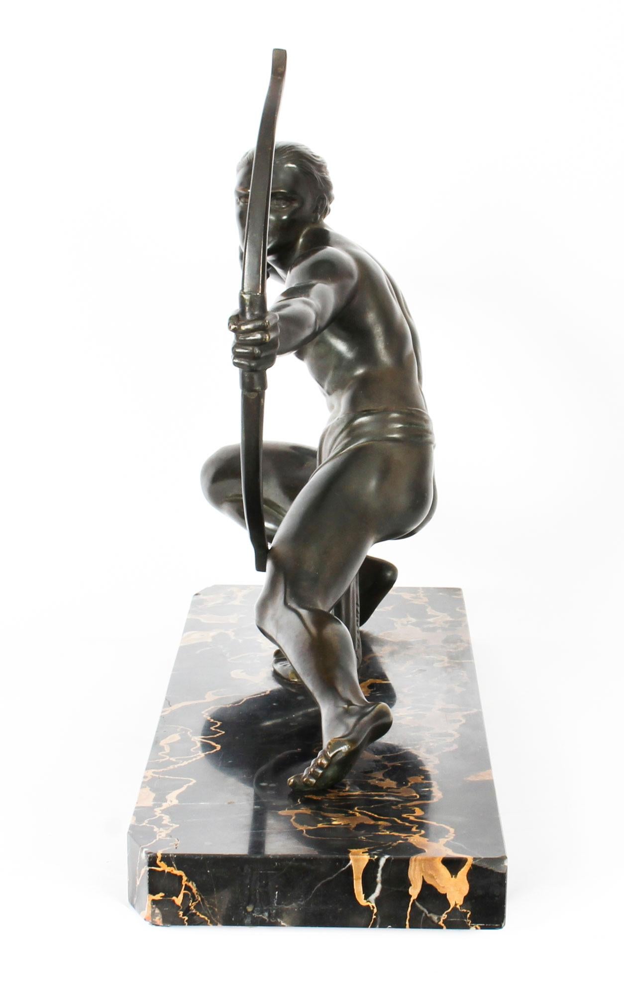 Antique Art Deco Bronze Figure of an Archer by Salvatore Melani, 1920s 1