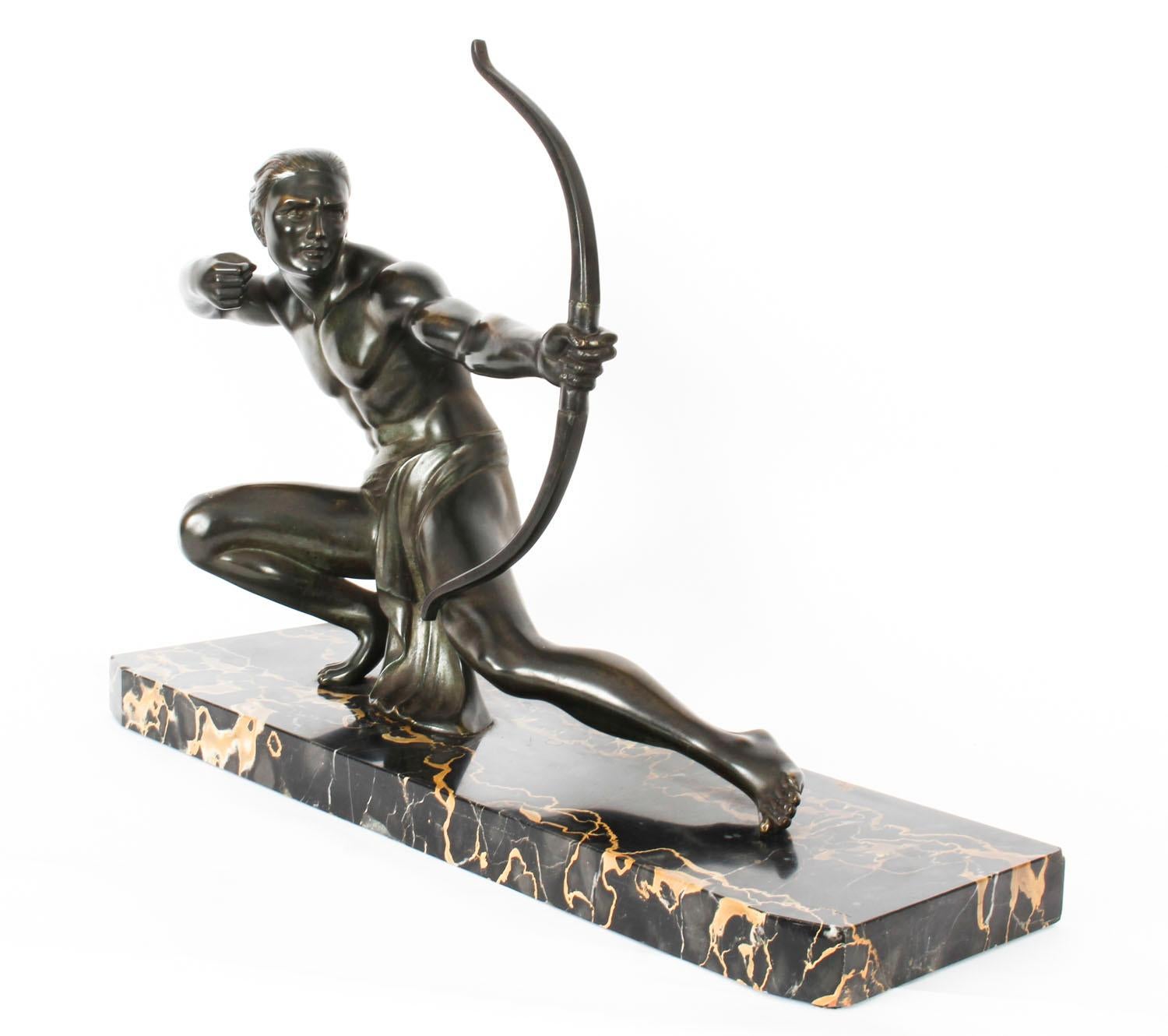 Antique Art Deco Bronze Figure of an Archer by Salvatore Melani, 1920s 3