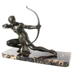 Antique Art Deco Bronze Figure of an Archer by Salvatore Melani, 1920s