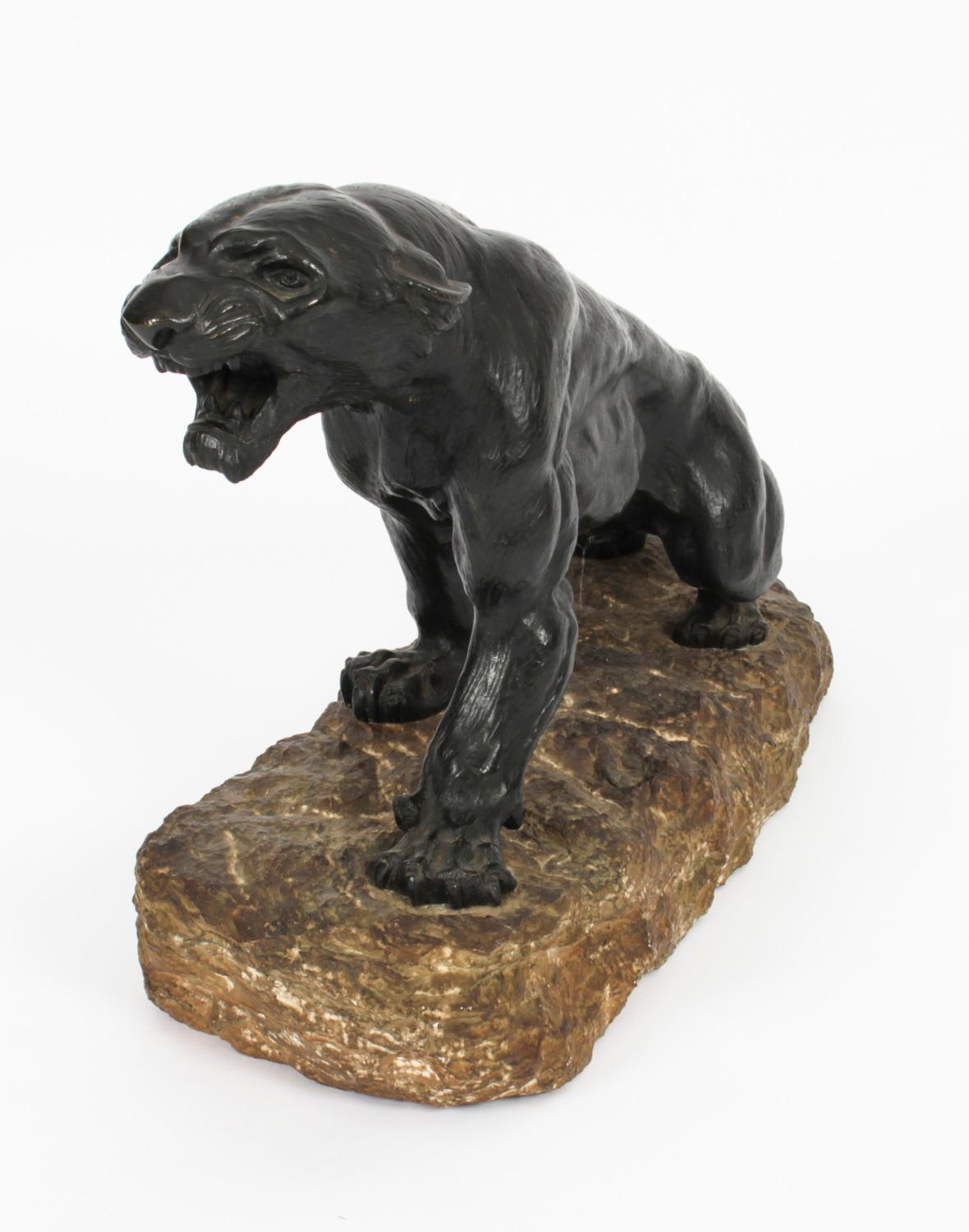 Antique Large Art Deco Bronze Panther by Thomas François Cartier, 1920s 2