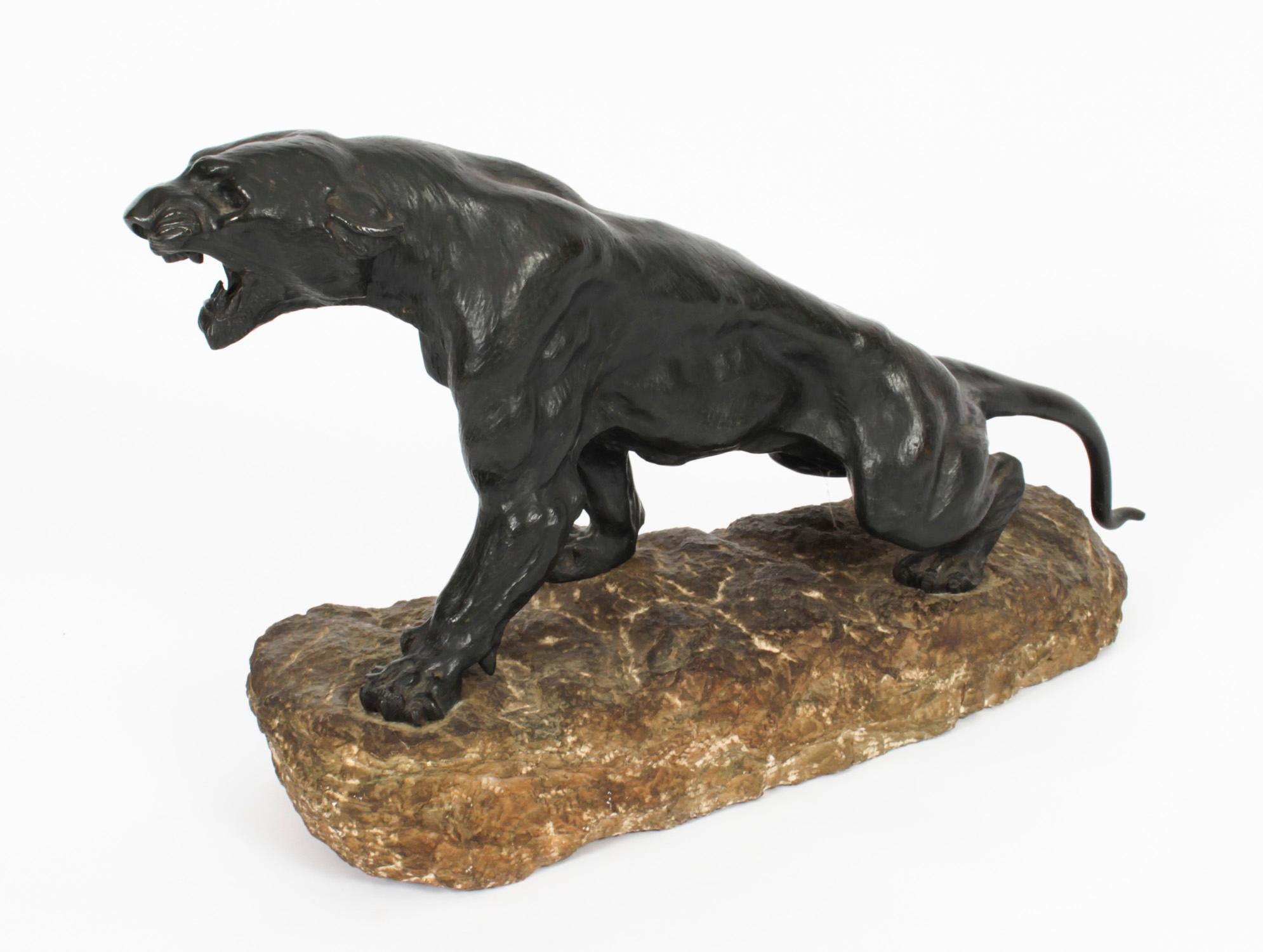 Early 20th Century Antique Large Art Deco Bronze Panther by Thomas François Cartier, 1920s
