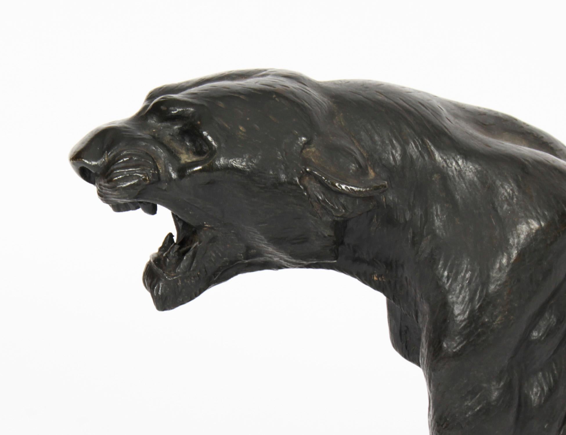 Début du 20ème siècle Grande panthère Art Déco ancienne en bronze par Thomas Franois Cartier, années 1920