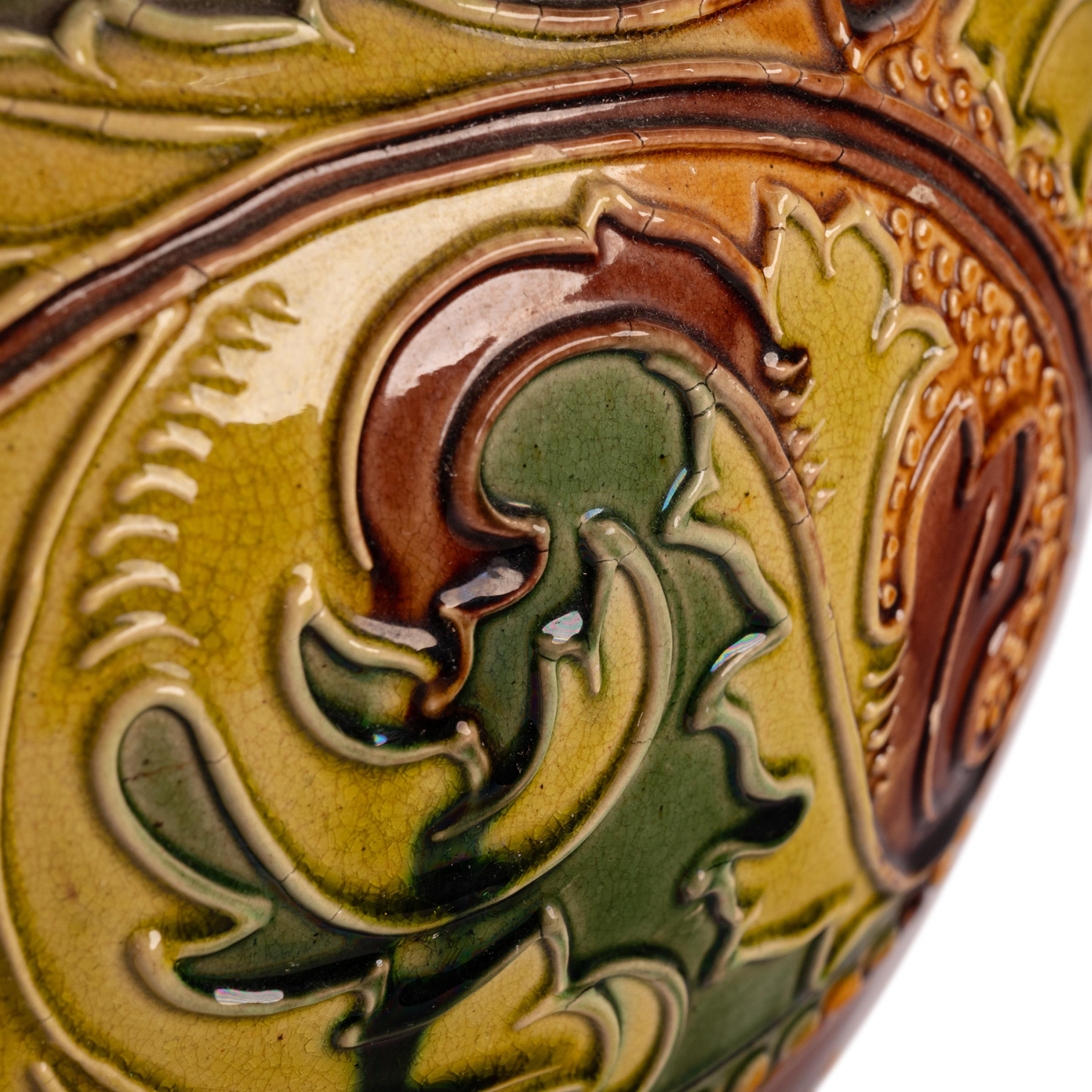 Antike große Art Nouveau Doulton Lambeth Keramik Steingut Jardiniere 1890 im Angebot 5