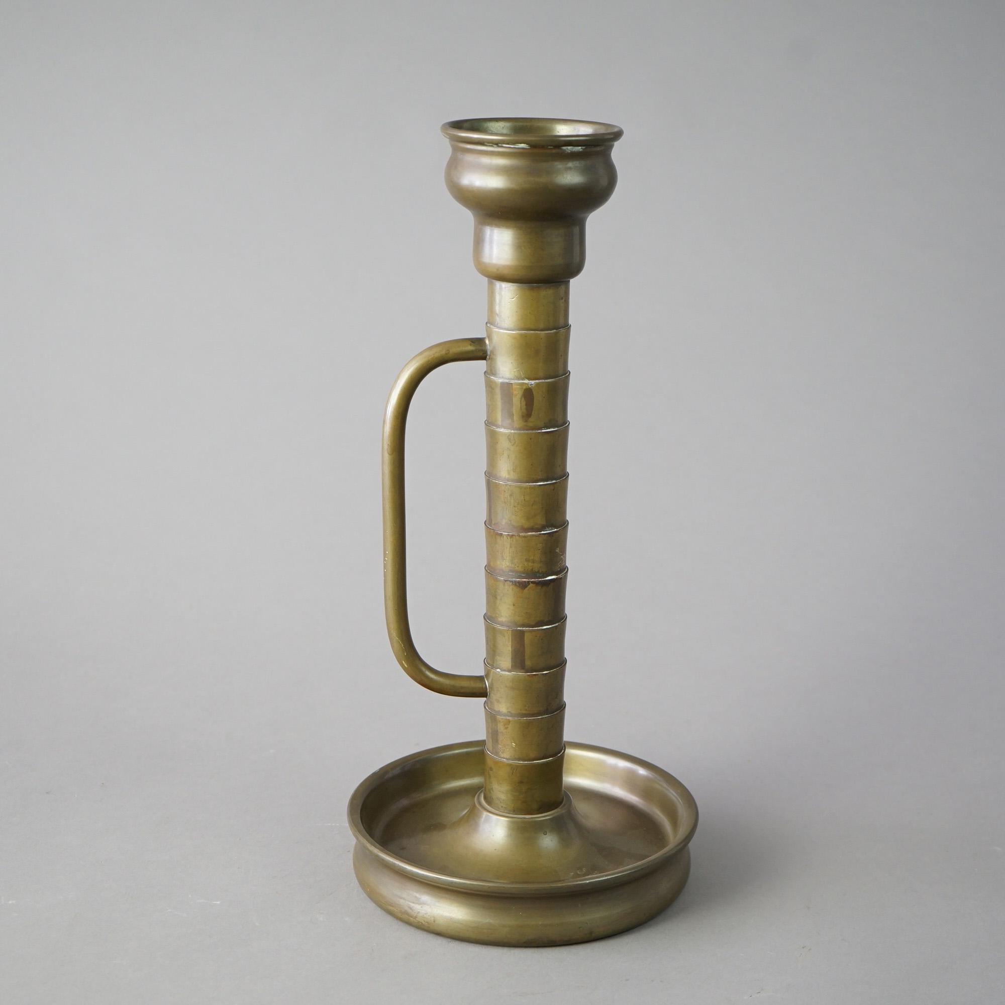 Arts and Crafts Antique Large Arts & Crafts Brass Mission Candlestick by Vincent c1915 For Sale