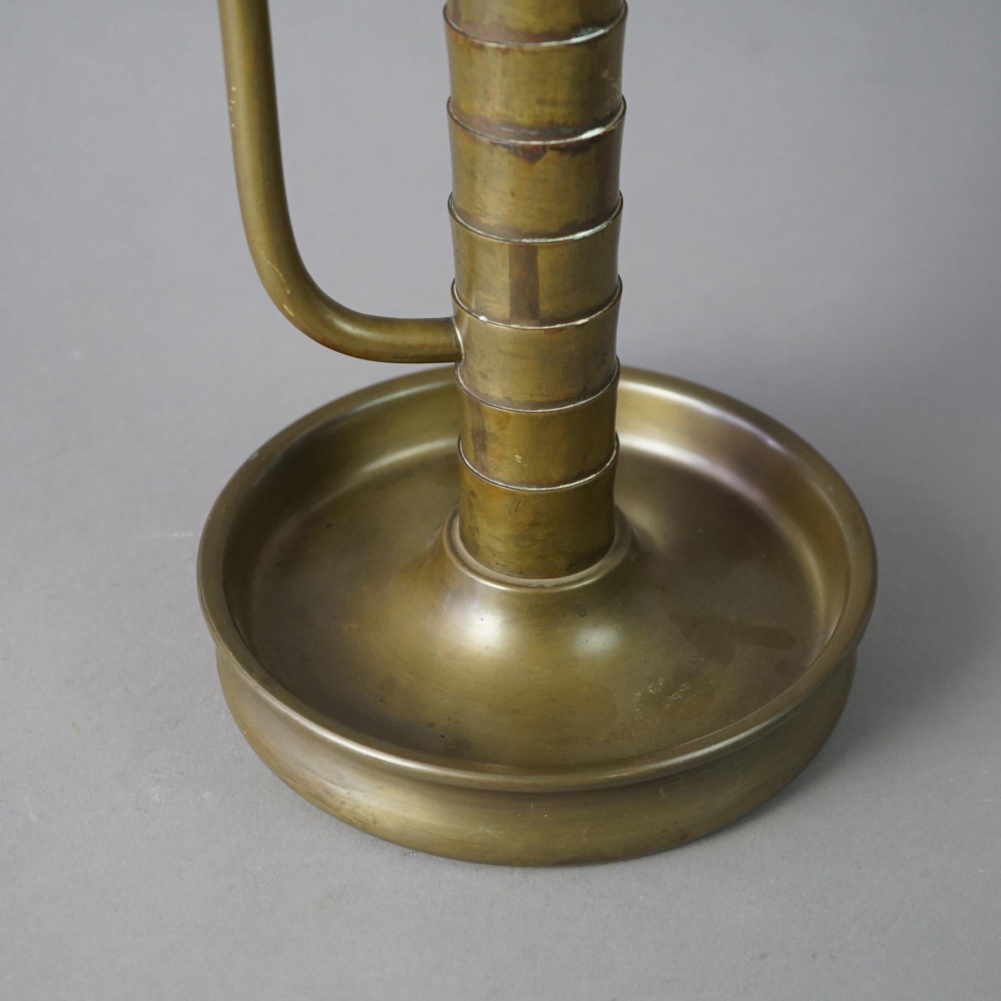 20th Century Antique Large Arts & Crafts Brass Mission Candlestick by Vincent c1915 For Sale