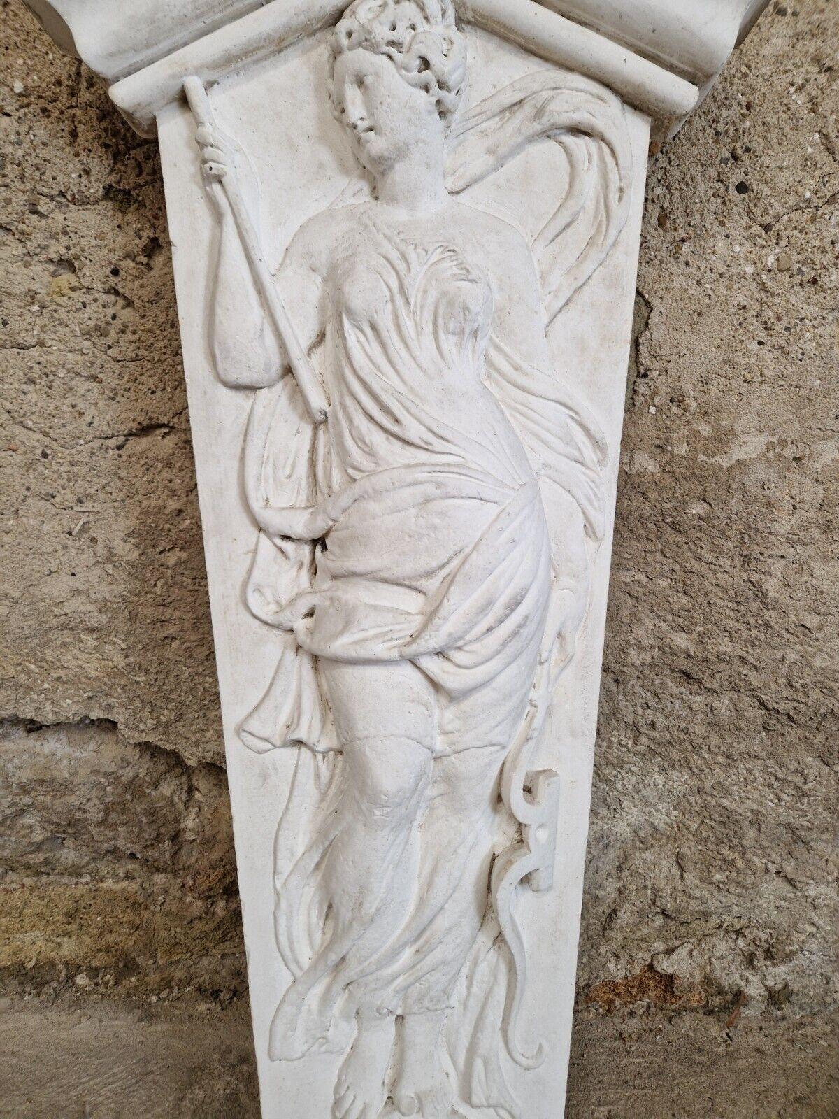 Hand-Carved Antique Large Bas Relief Plaster Female Sculpture For Sale