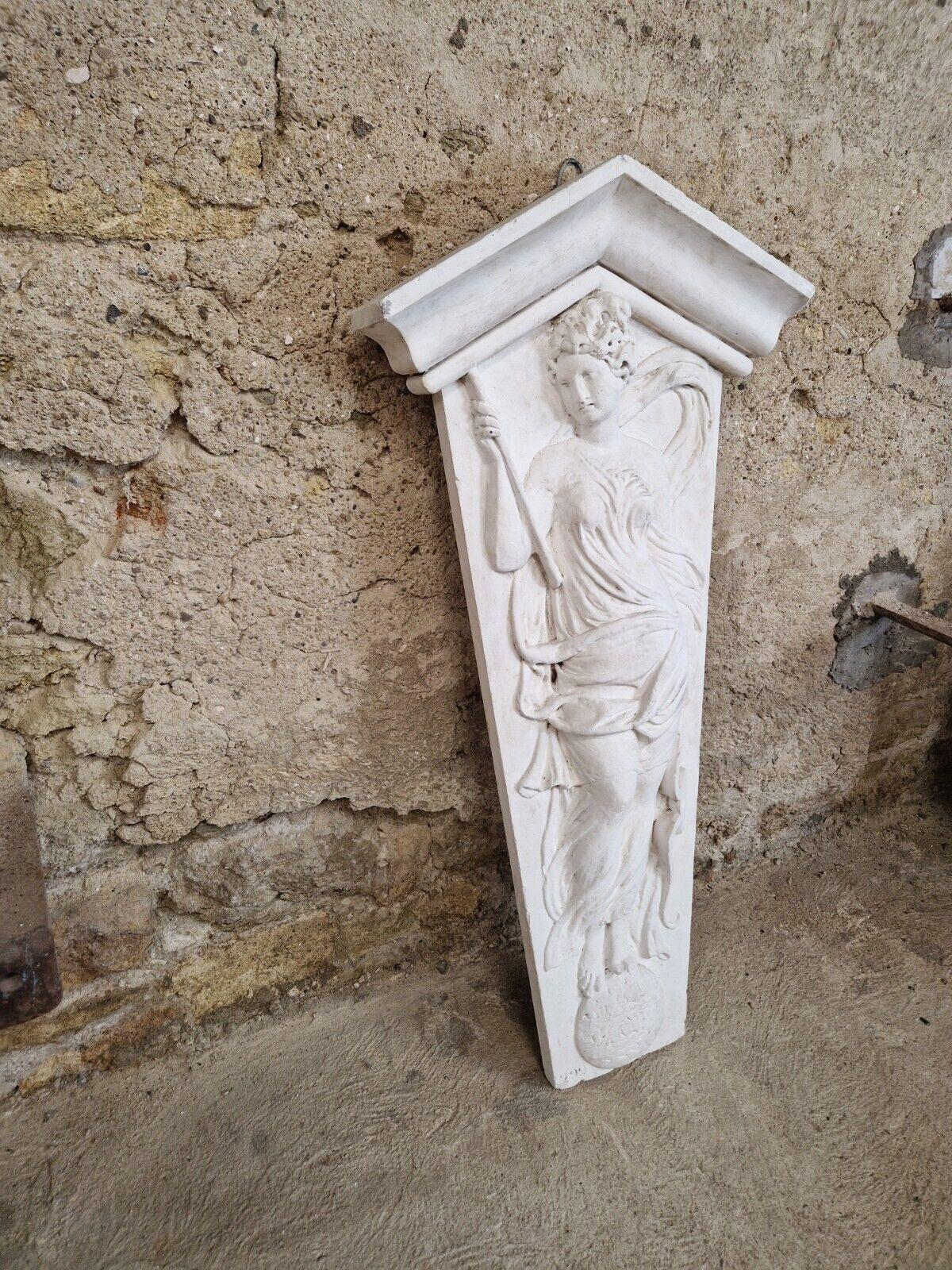 Antique Large Bas Relief Plaster Female Sculpture For Sale 2