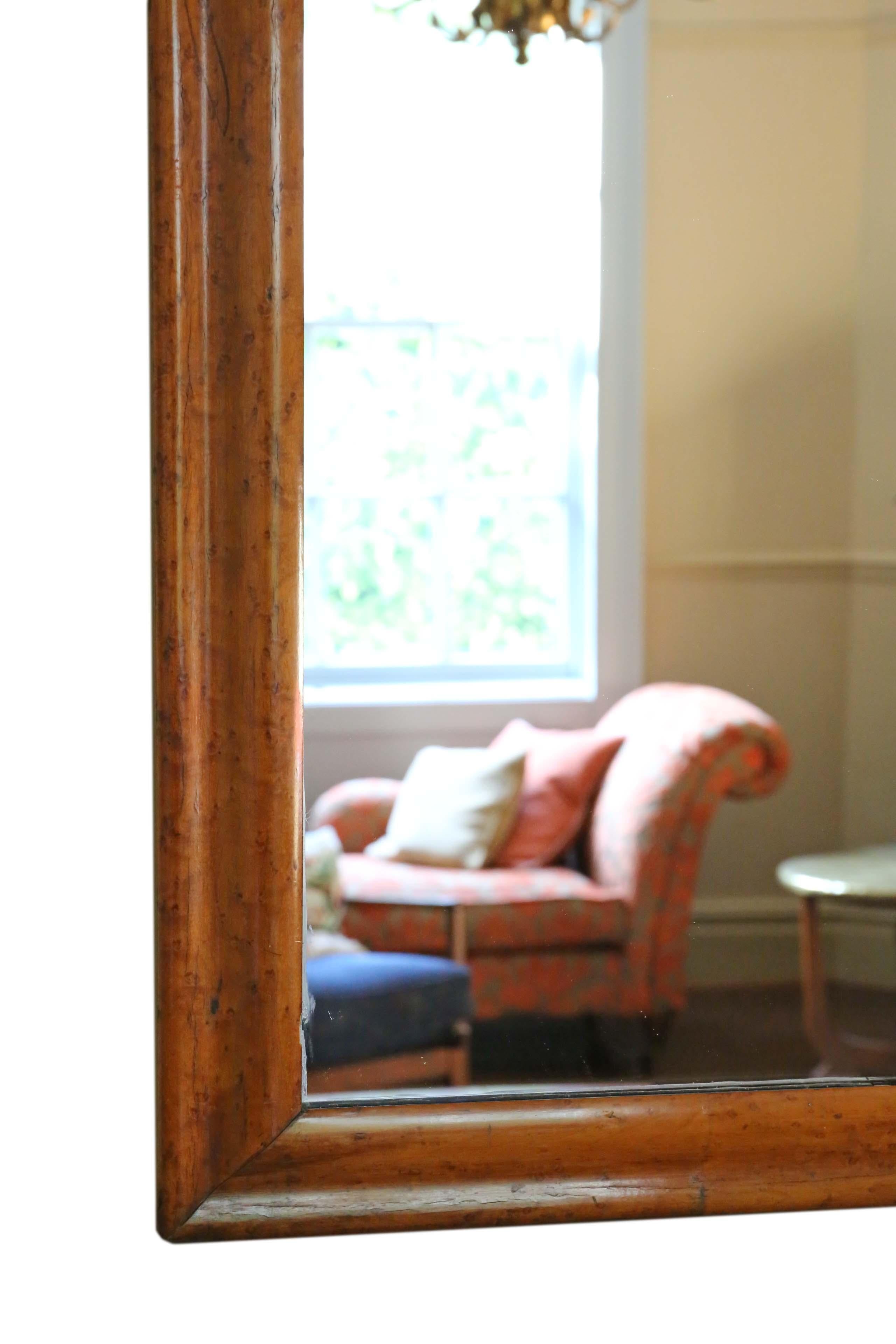 Antique Large Bird’s-Eye Maple Wall Overmantel Mirror, 19th Century In Good Condition In Wisbech, Cambridgeshire