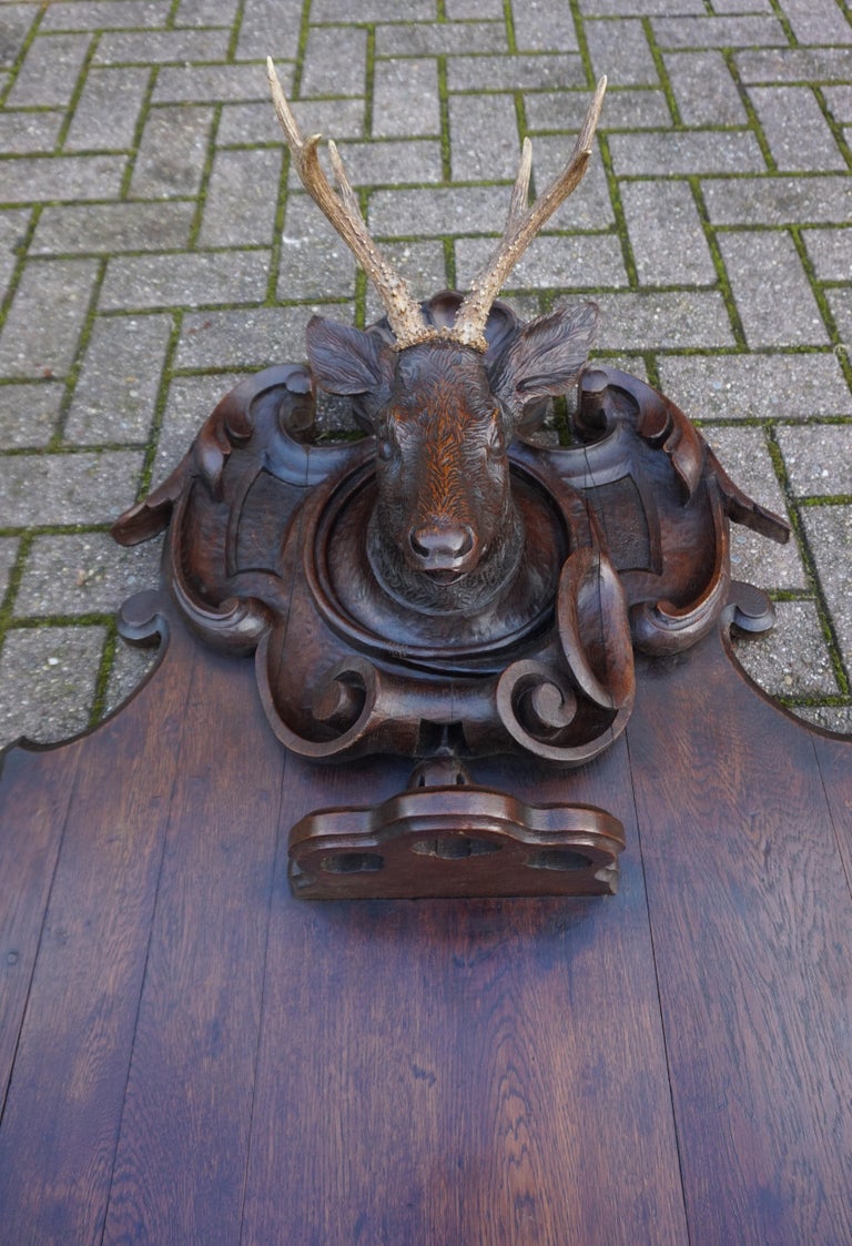 Antique and Large Black Forest Gun / Rifle Rack w. Hand Carved Deer ...
