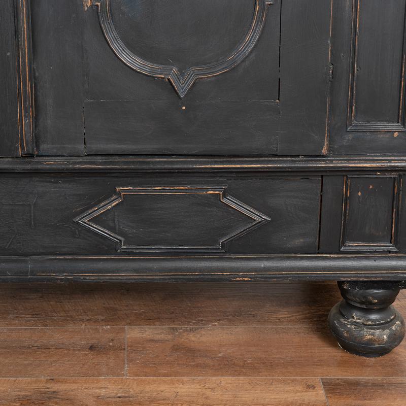Antique Large Black Painted Baroque Armoire from Denmark 4