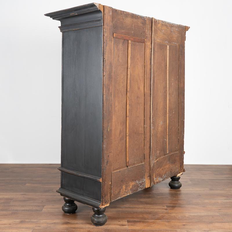18th Century Antique Large Black Painted Baroque Armoire from Denmark
