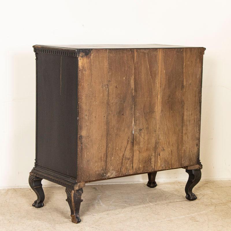 18th Century Antique Large Black Painted Oak Chest of 4 Drawers With Serpentine Front, Denmark