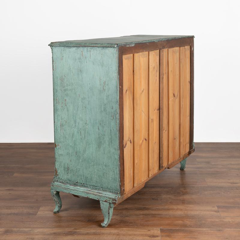18th Century Antique Large Blue Pained Rococo Chest of Drawers from Denmark For Sale