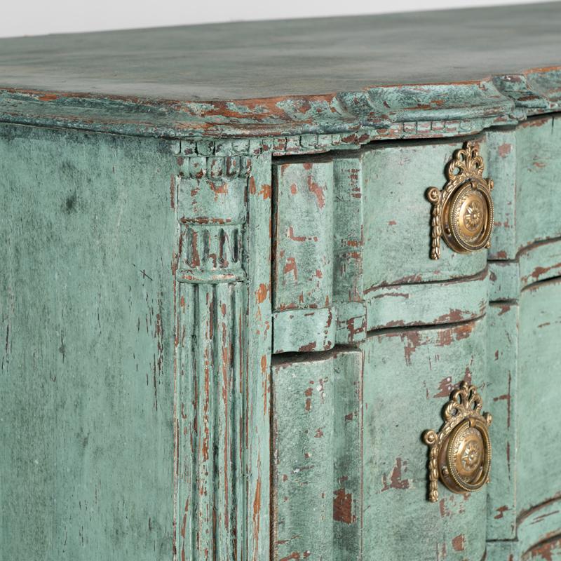 Antique Large Blue Pained Rococo Chest of Drawers from Denmark For Sale 1