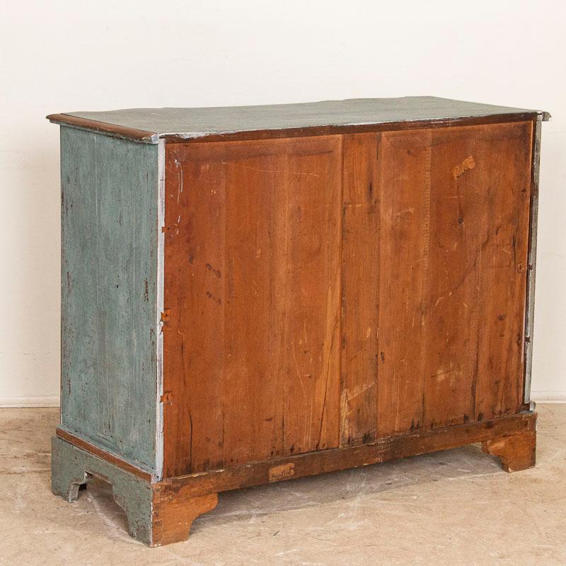 Antique Large Blue Painted Chest of Drawers with Gold Trim, Sweden In Good Condition In Round Top, TX