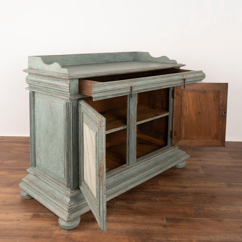 Swedish Antique Large Blue Painted Oak Sideboard Cabinet from Sweden For Sale