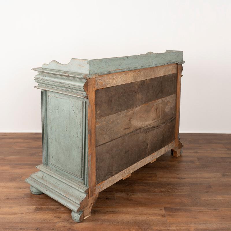 19th Century Antique Large Blue Painted Oak Sideboard Cabinet from Sweden For Sale