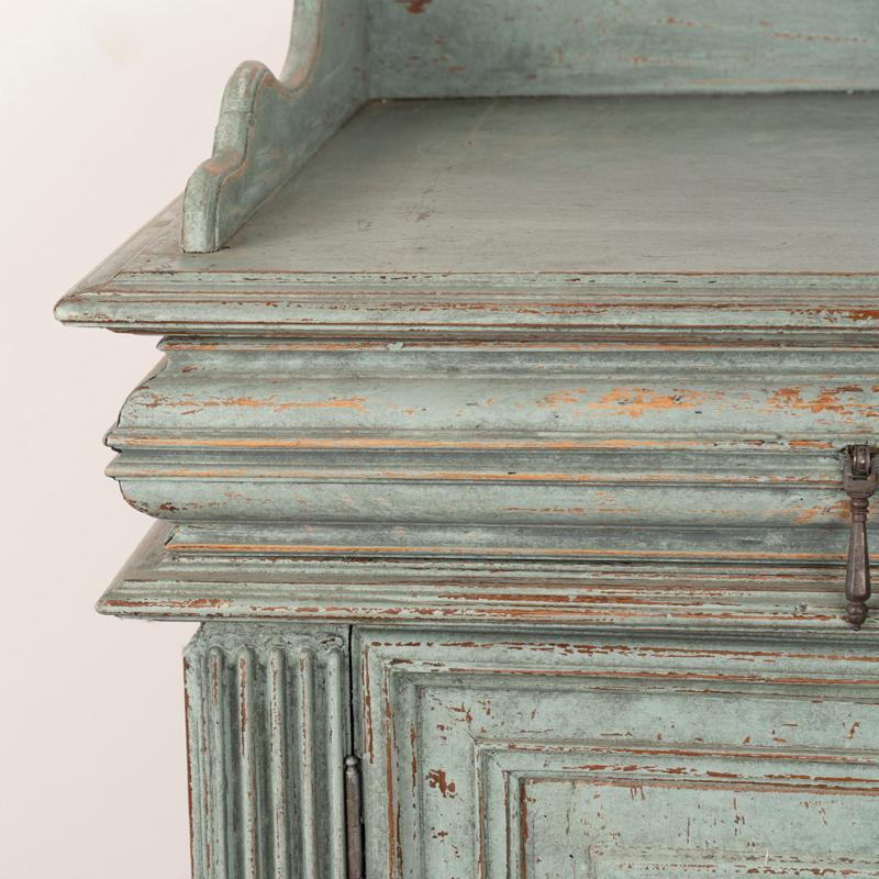 Antique Large Blue Painted Oak Sideboard Cabinet from Sweden For Sale 1