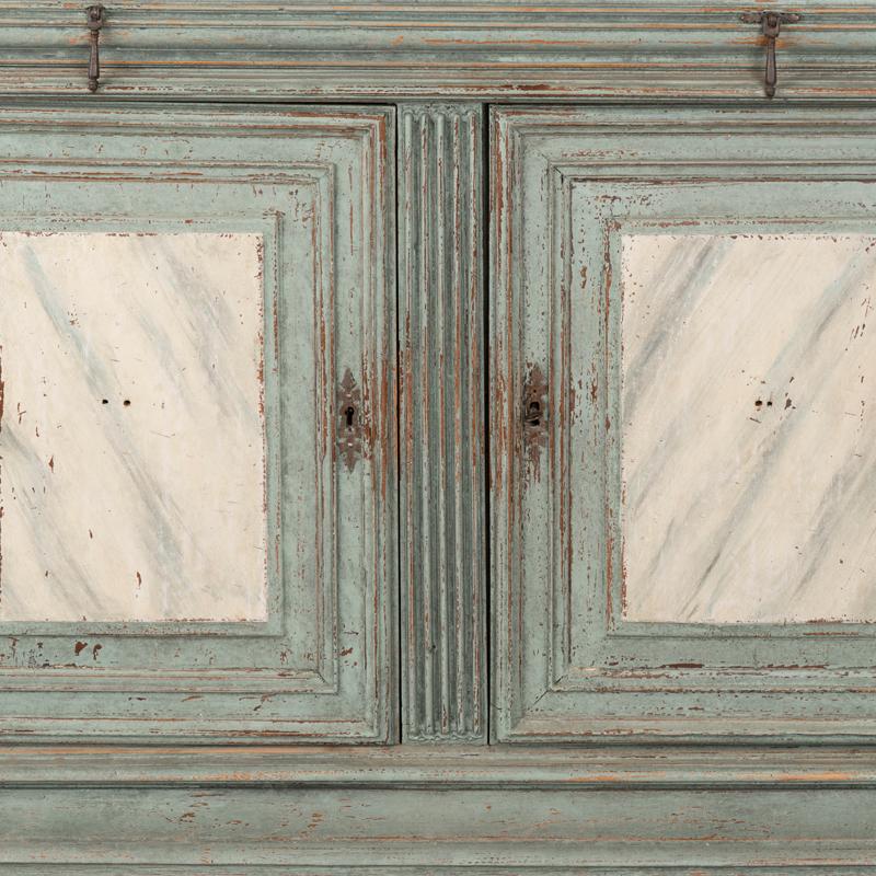 Antique Large Blue Painted Oak Sideboard Cabinet from Sweden For Sale 2