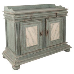 Antique Large Blue Painted Oak Sideboard Cabinet from Sweden
