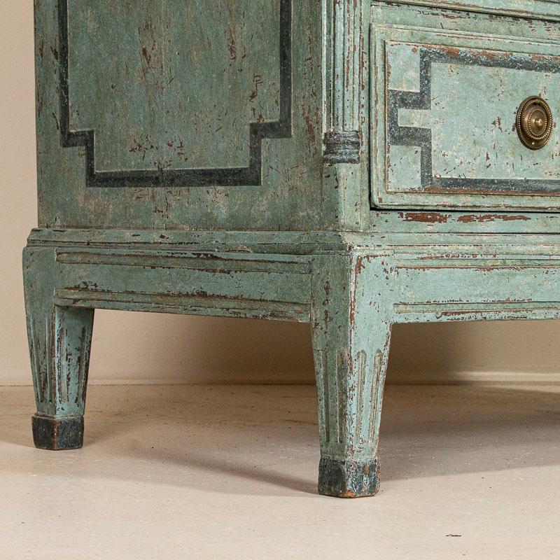 Antique Large Blue Painted Swedish Chest of Drawers with Greek Key Design 5