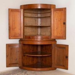 Antique Large Bow Front Original Painted Corner Cabinet Cupboard, Sweden