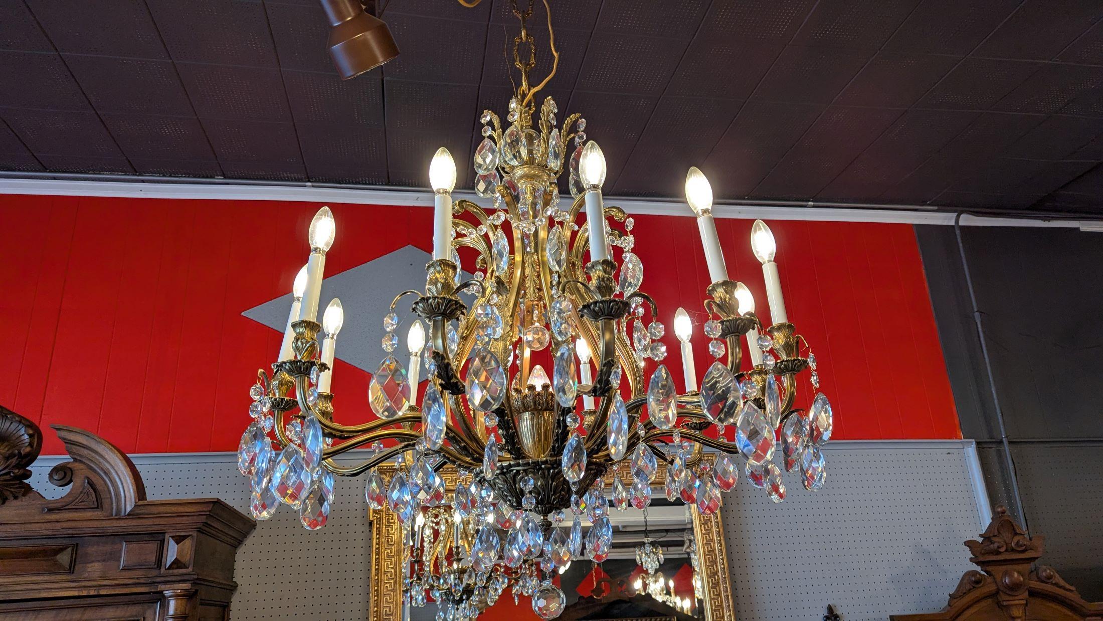 Antique Large Brass Chandelier For Sale 4
