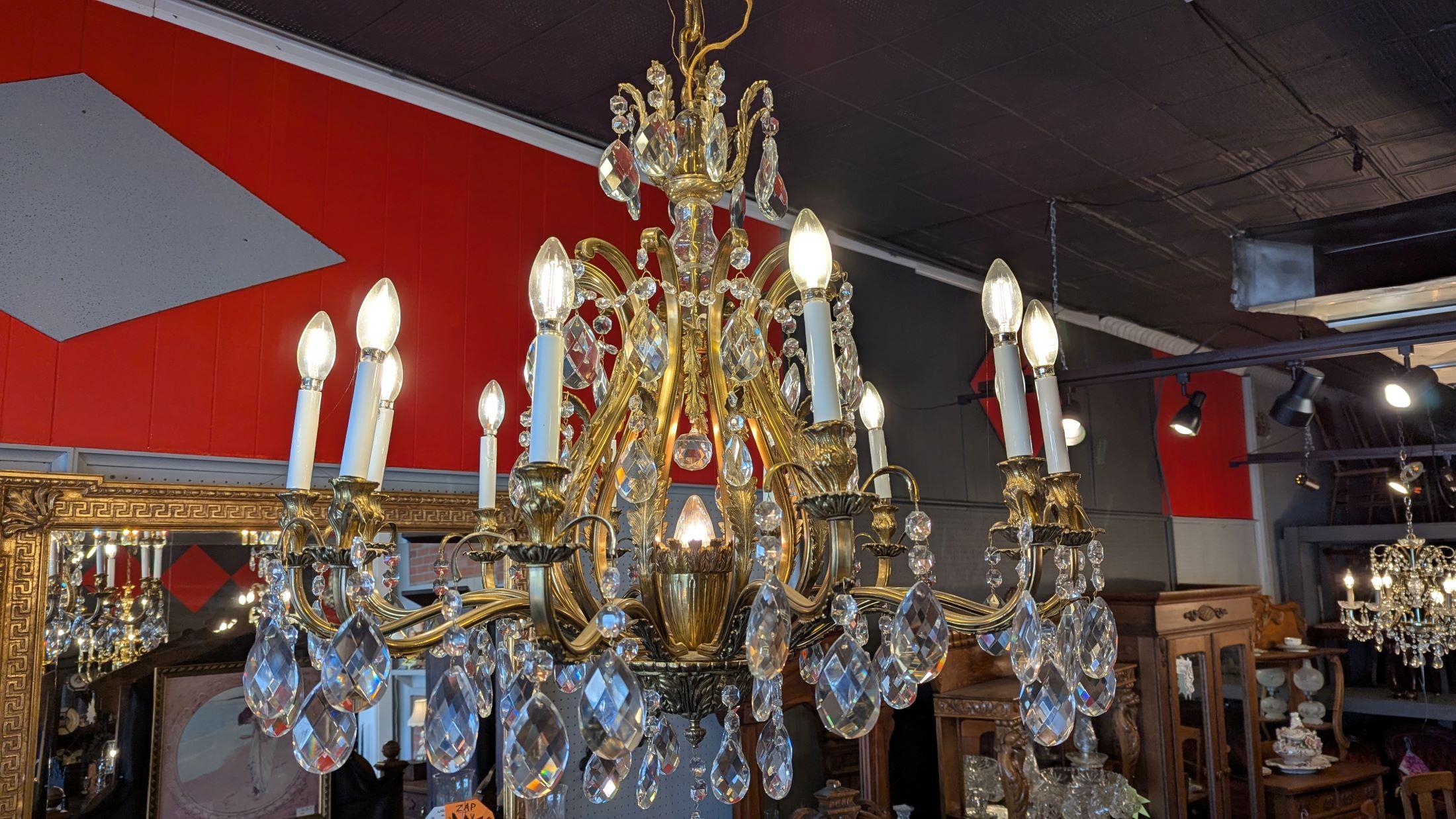 Antique Large Brass Chandelier For Sale 5