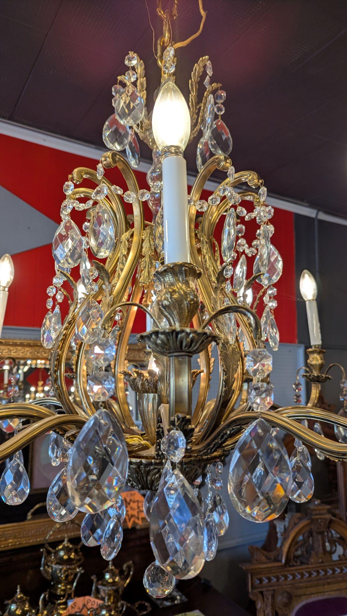 Antique Large Brass Chandelier For Sale 6