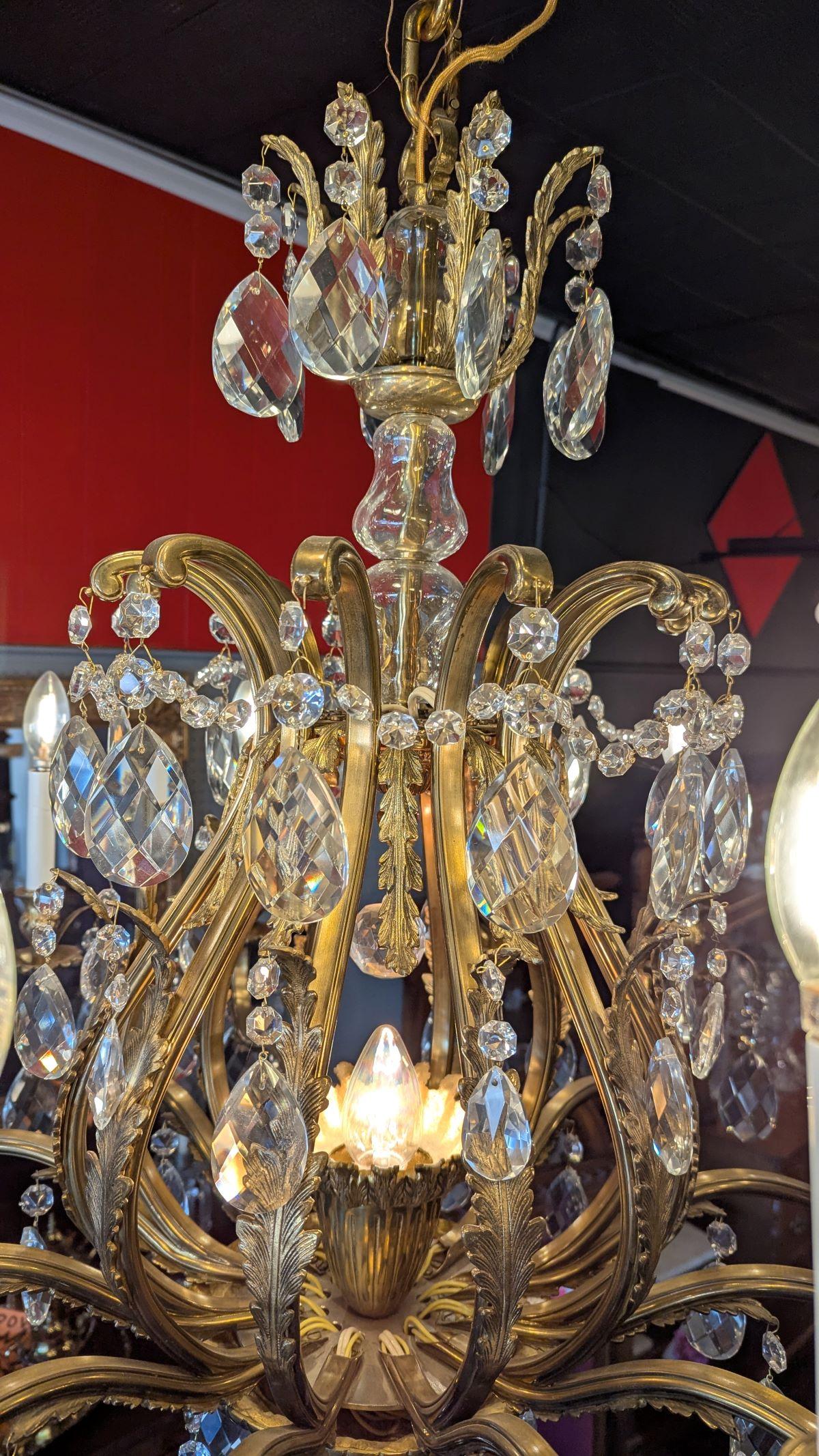 Antique Large Brass Chandelier For Sale 7