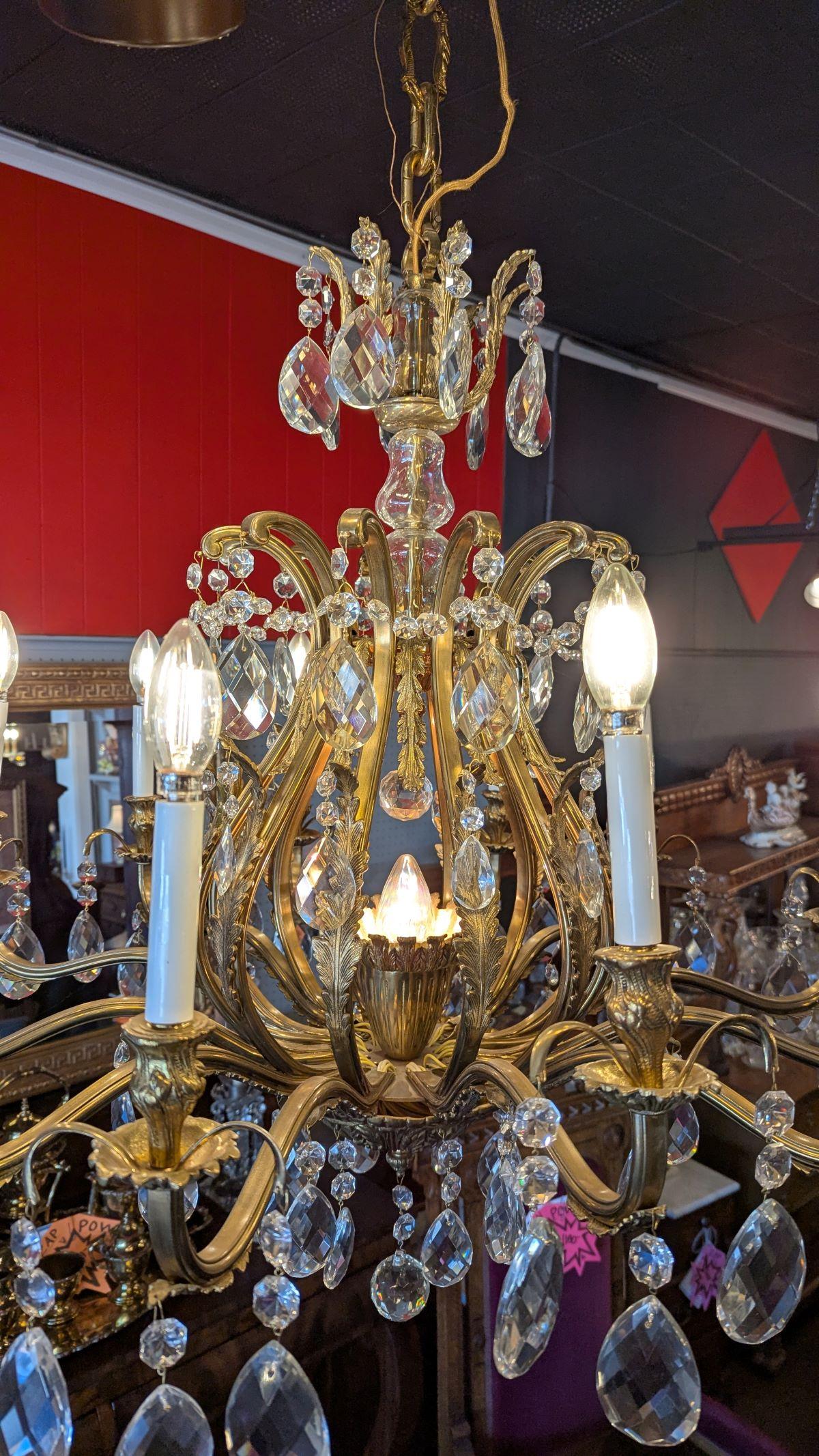 Antique Large Brass Chandelier For Sale 8