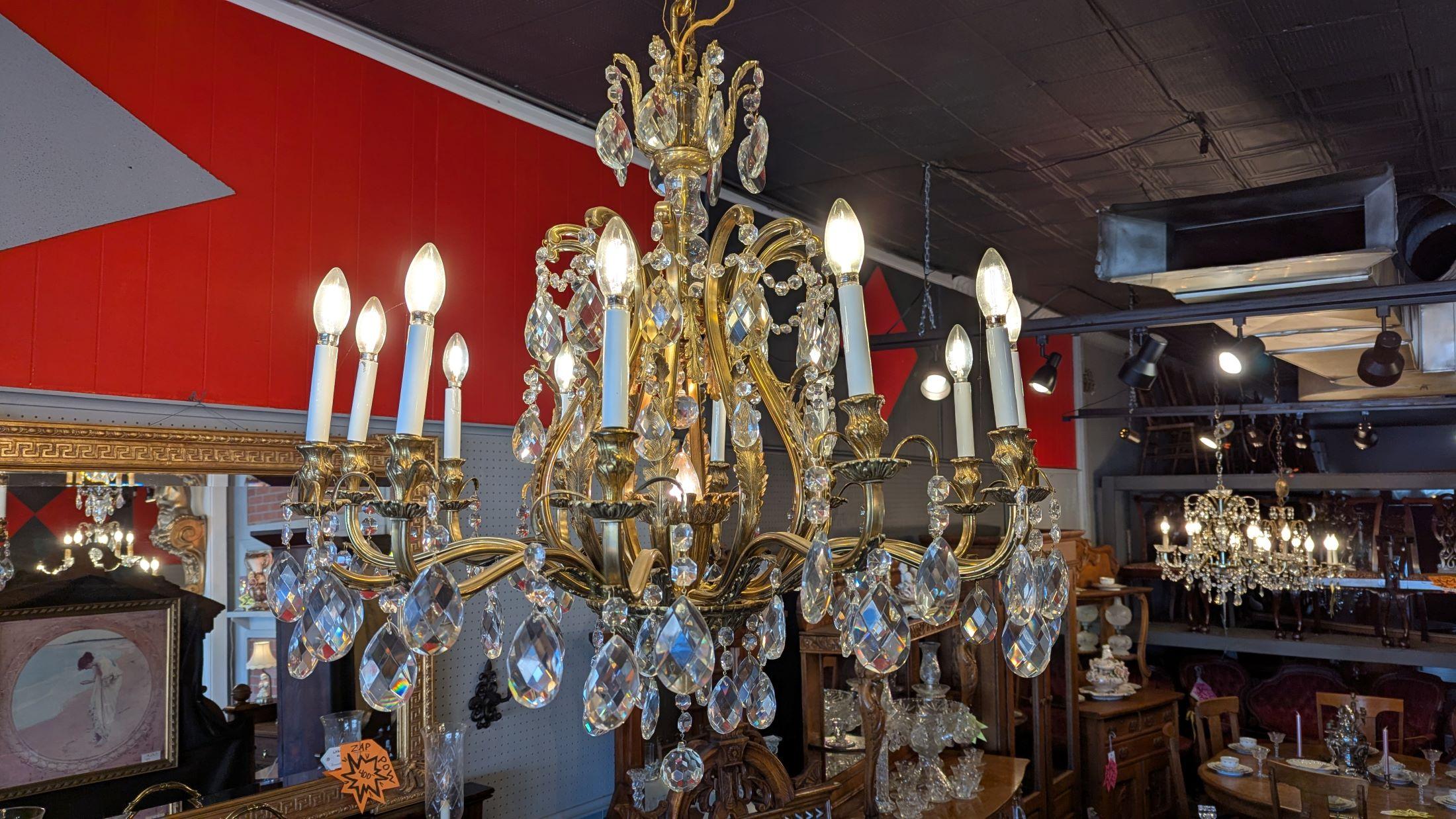 Antique Large Brass Chandelier For Sale 9