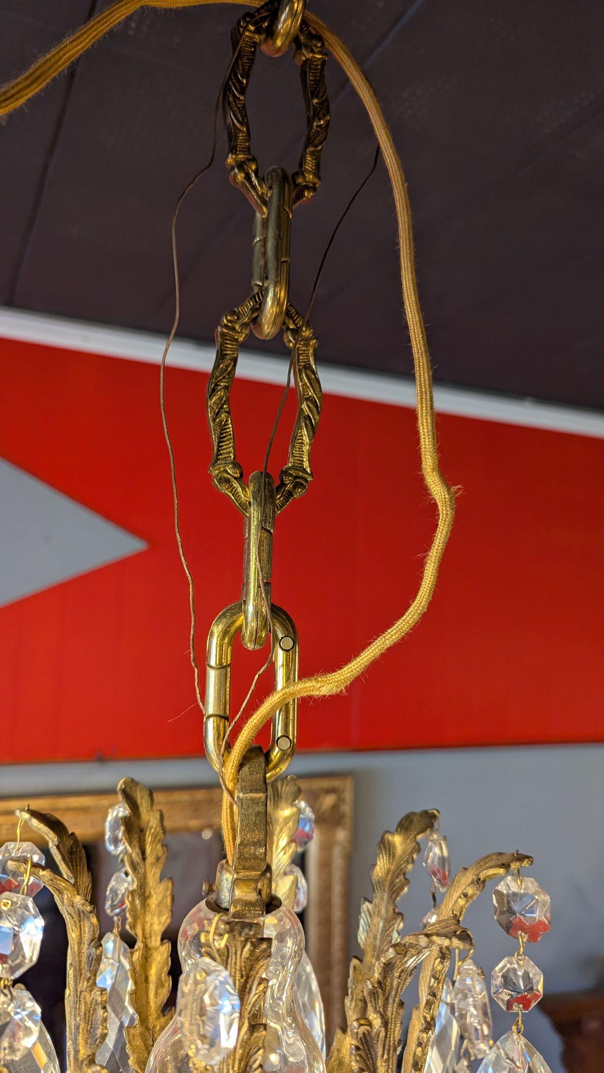 Antique Large Brass Chandelier For Sale 10