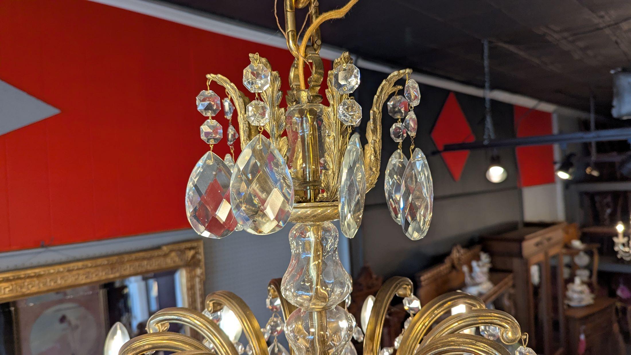 Antique Large Brass Chandelier For Sale 11