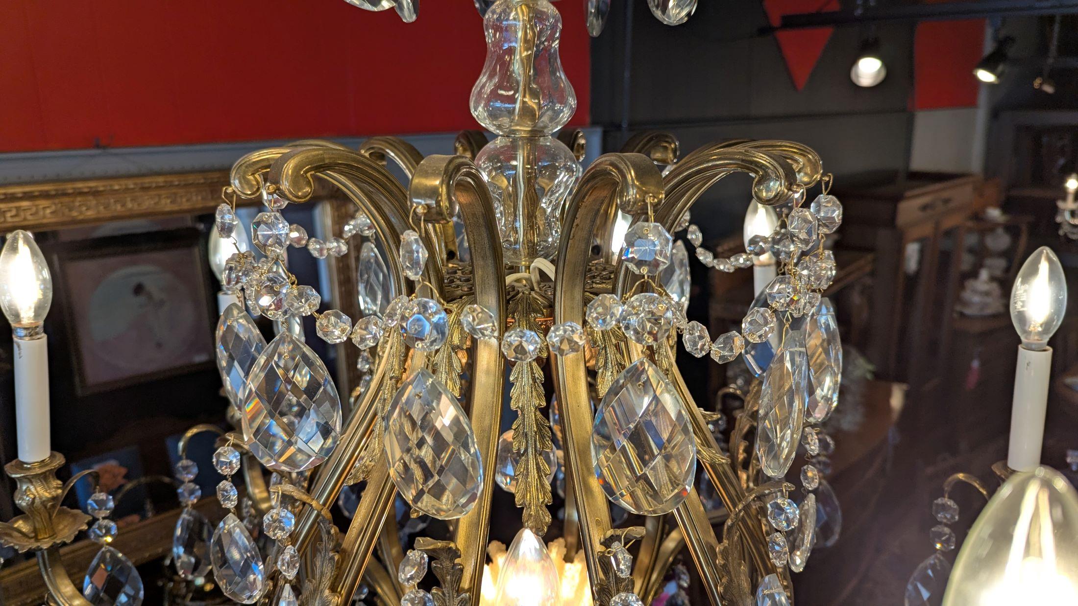 Antique Large Brass Chandelier For Sale 12