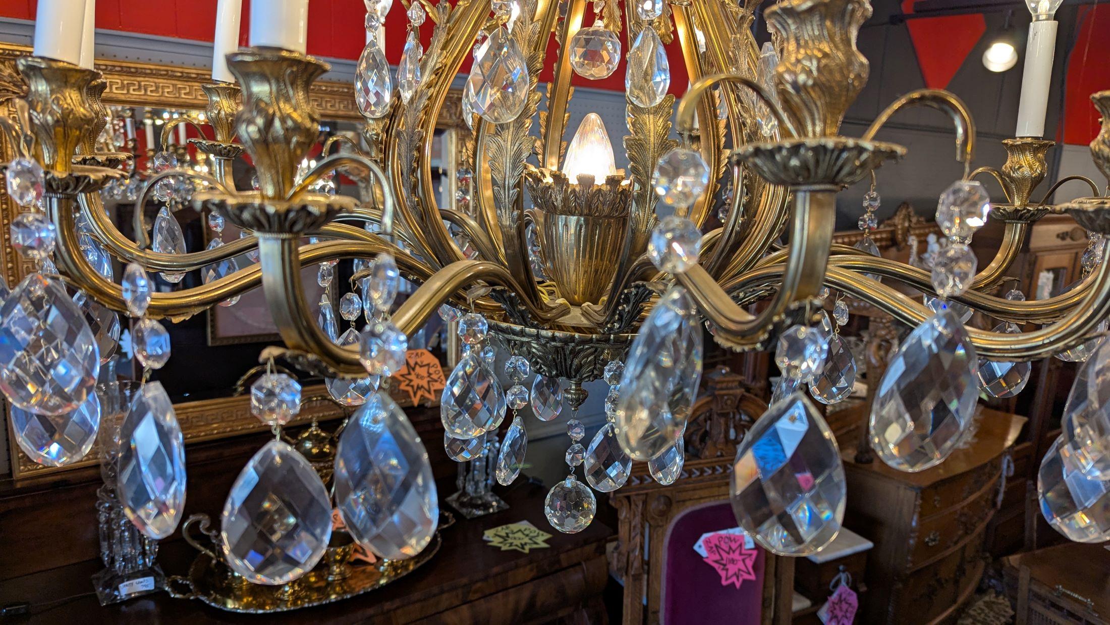 Antique Large Brass Chandelier For Sale 14